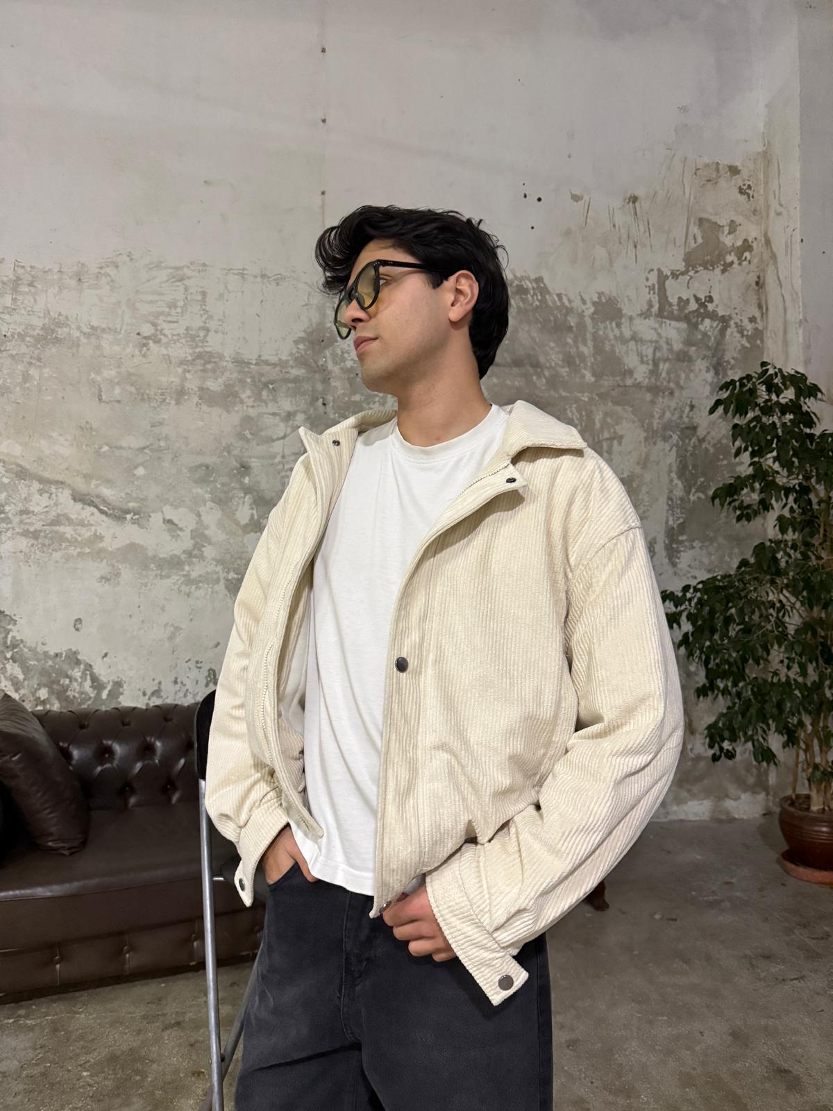 Kadife Bomber Bej Ceket