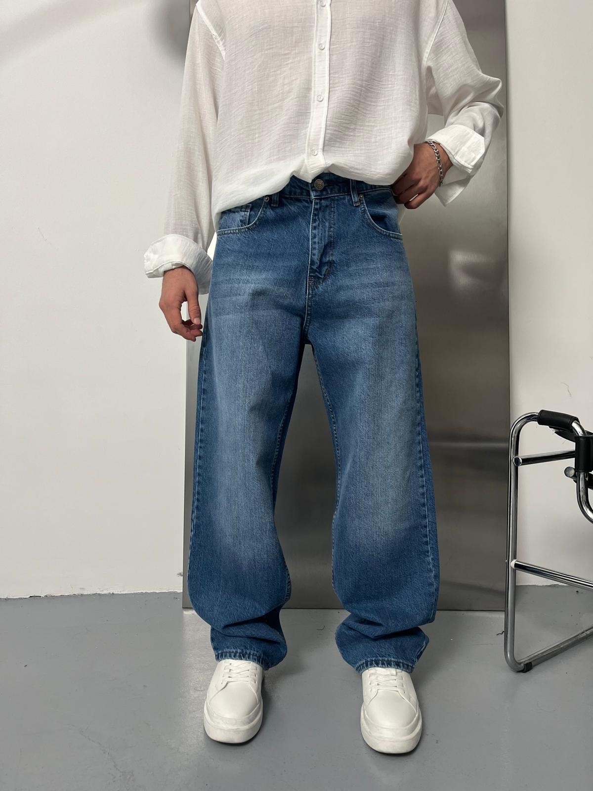 Dark Blue Vintage Baggy Pantolon Alx