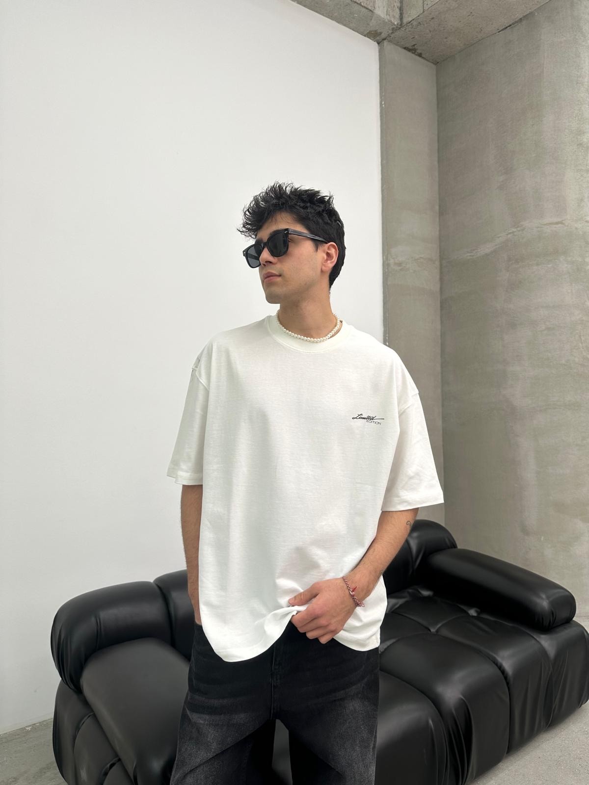 Perspective Back Print White T-Shirt 