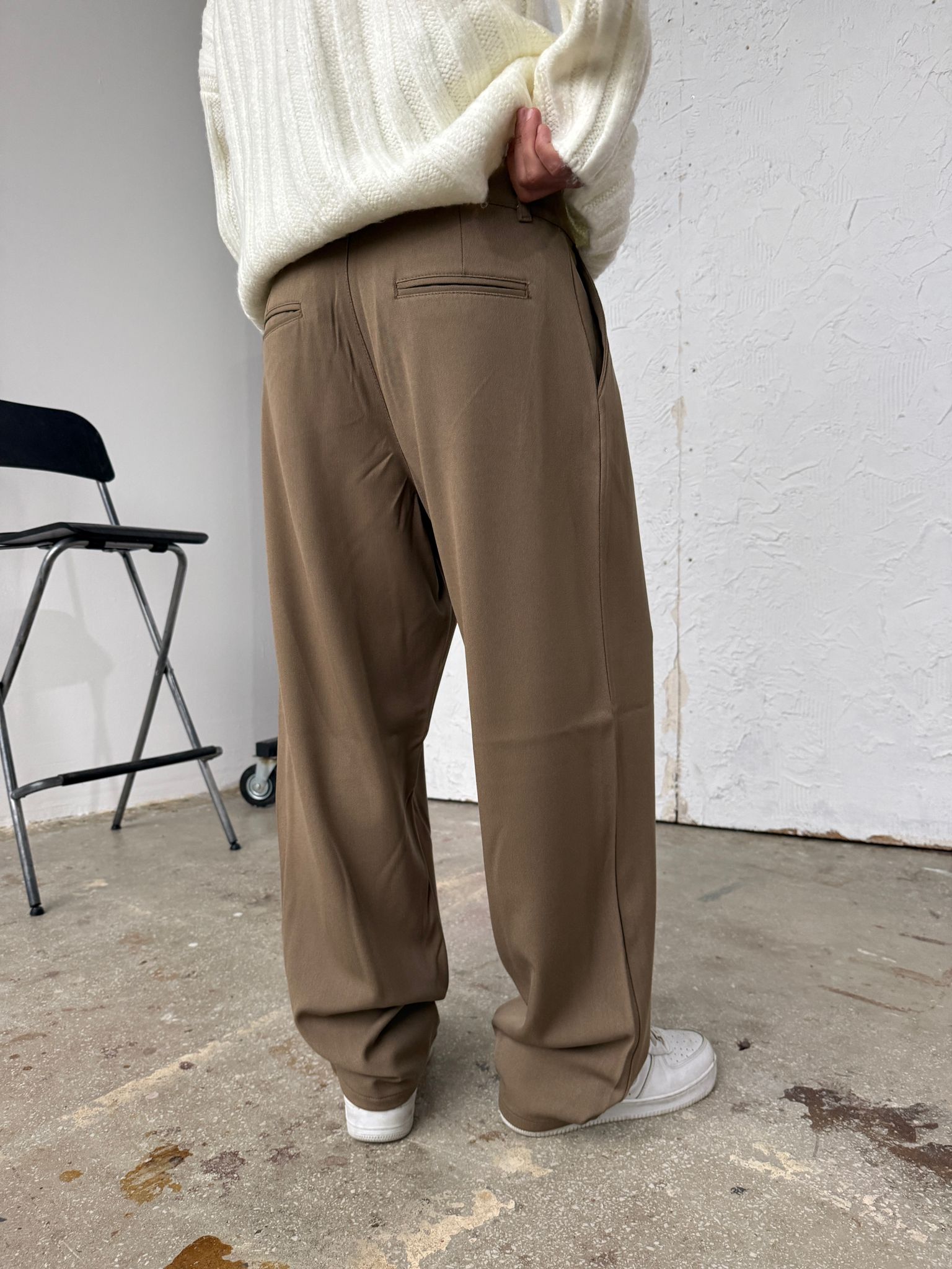Winter Beige Baggy Kumaş Pantolon