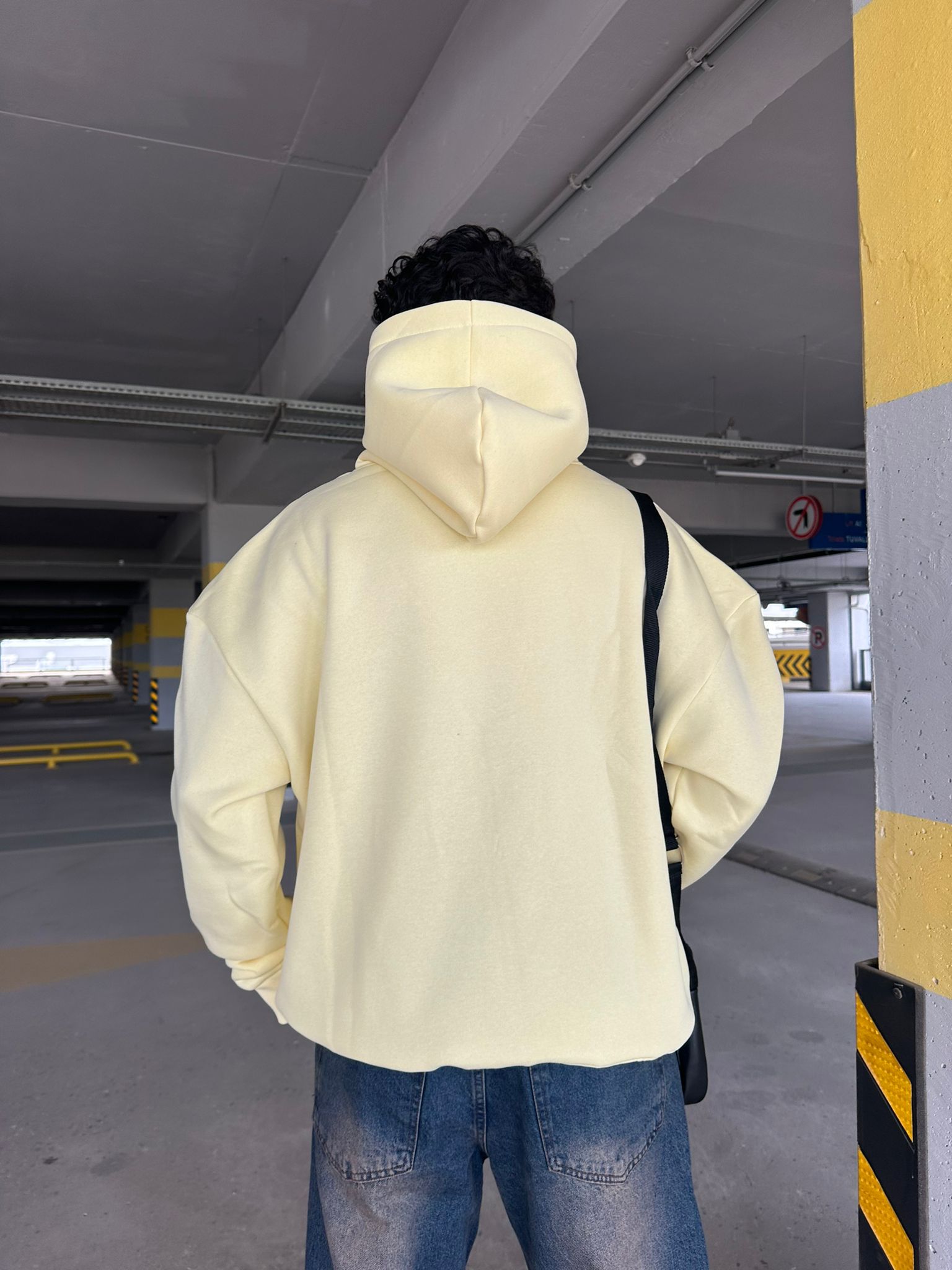 Basıc Oversize Hoodie - soft sarı