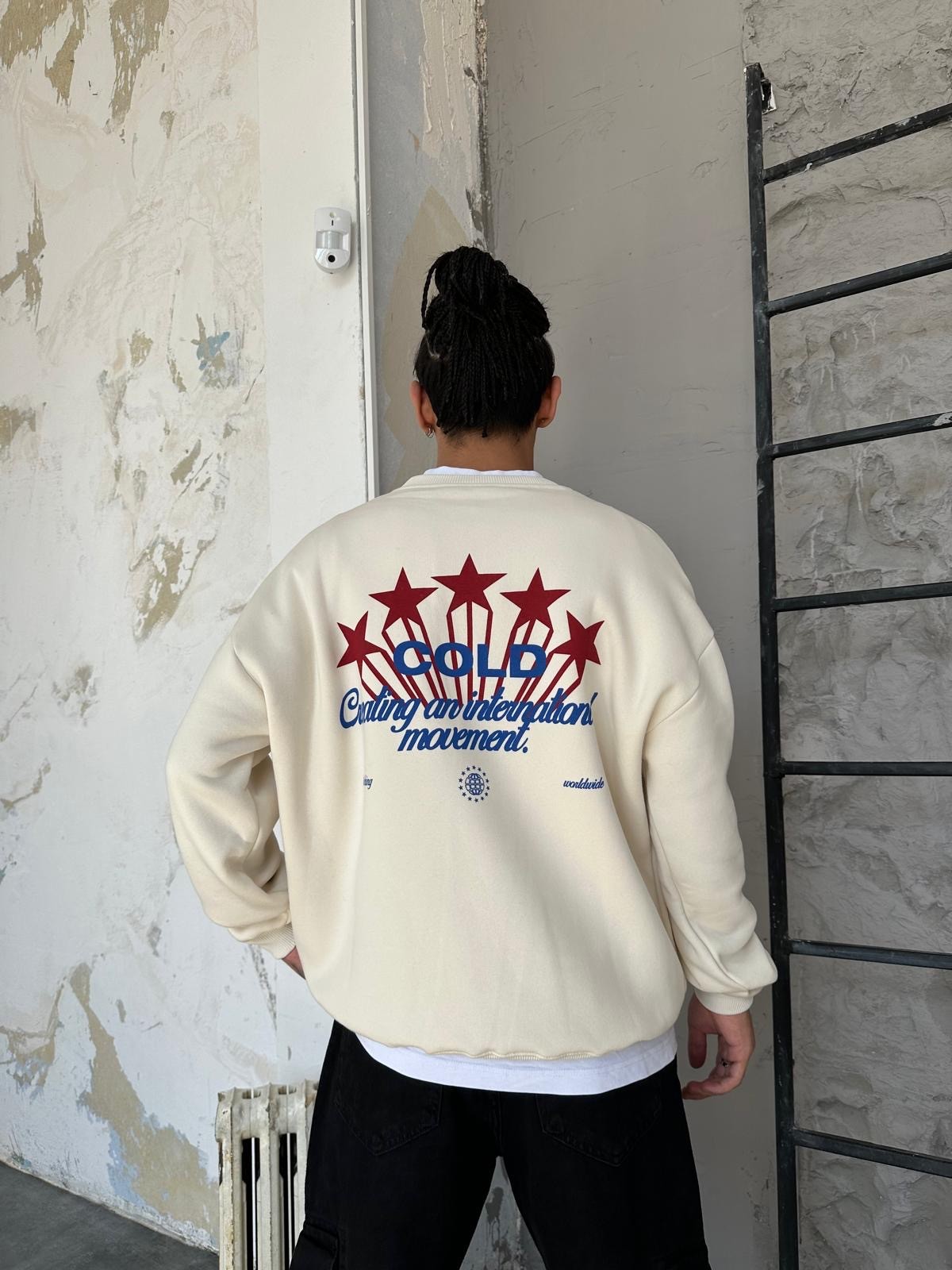 Cold Sweat Star Back Print Sweatshirt