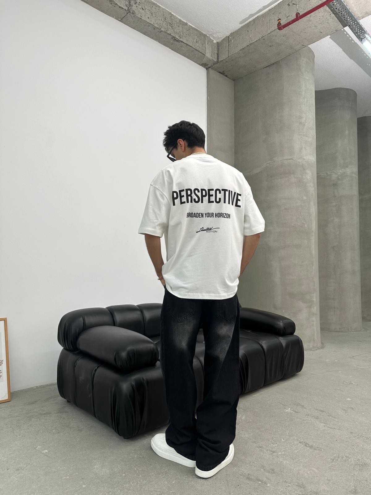 Perspective Back Print White T-Shirt 