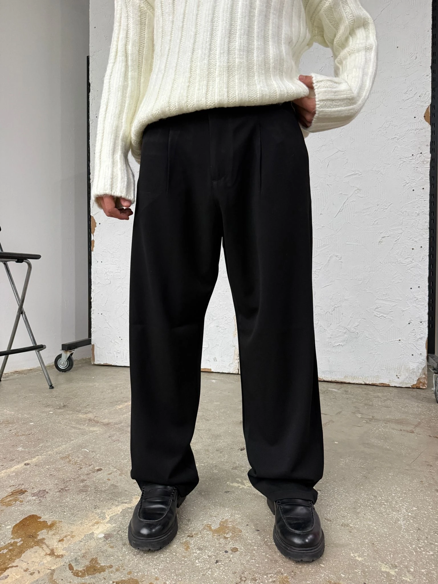 Znc Siyah Baggy Kumaş Pantolon