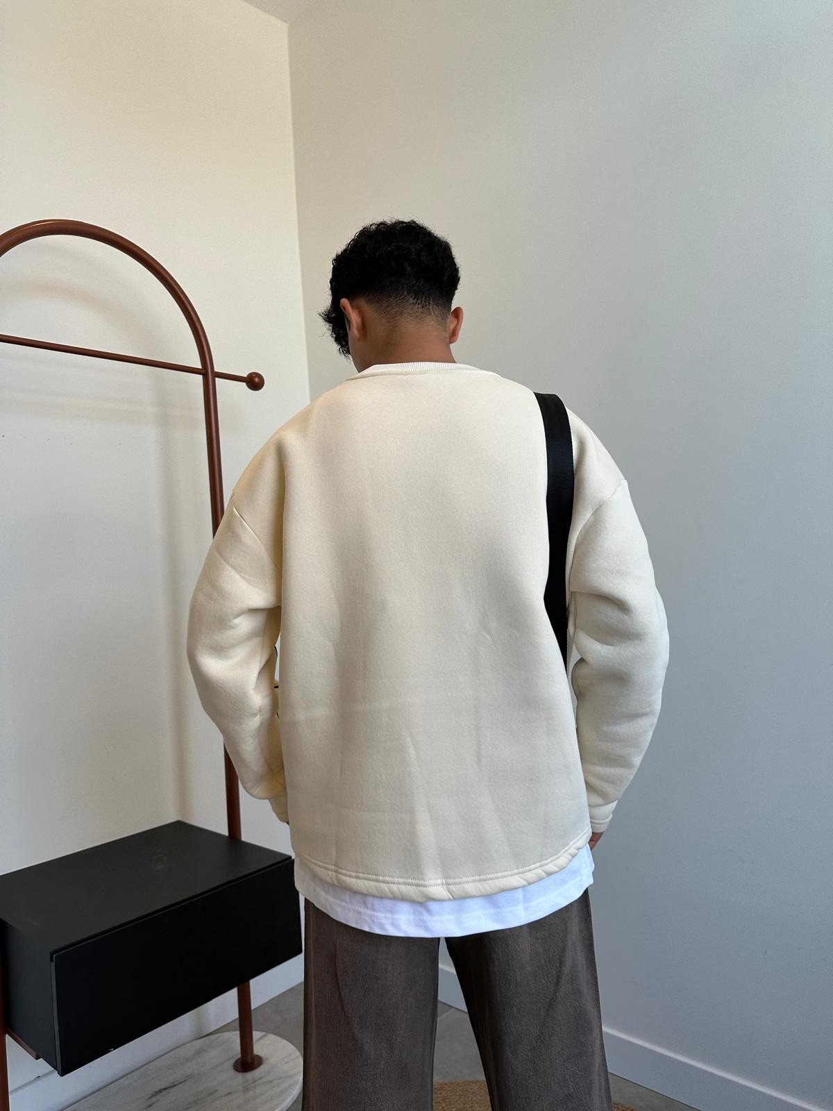 New York Oversize Bej Sweatshirt