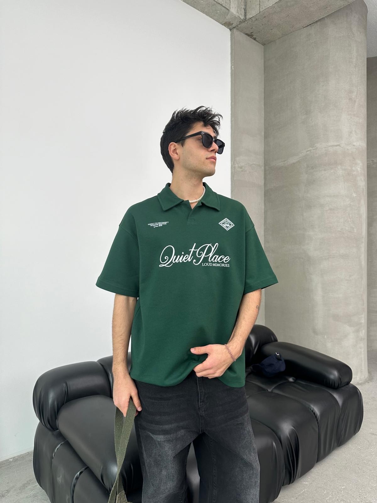 Quiet Place Yeşil Polo Yaka T-Shirt