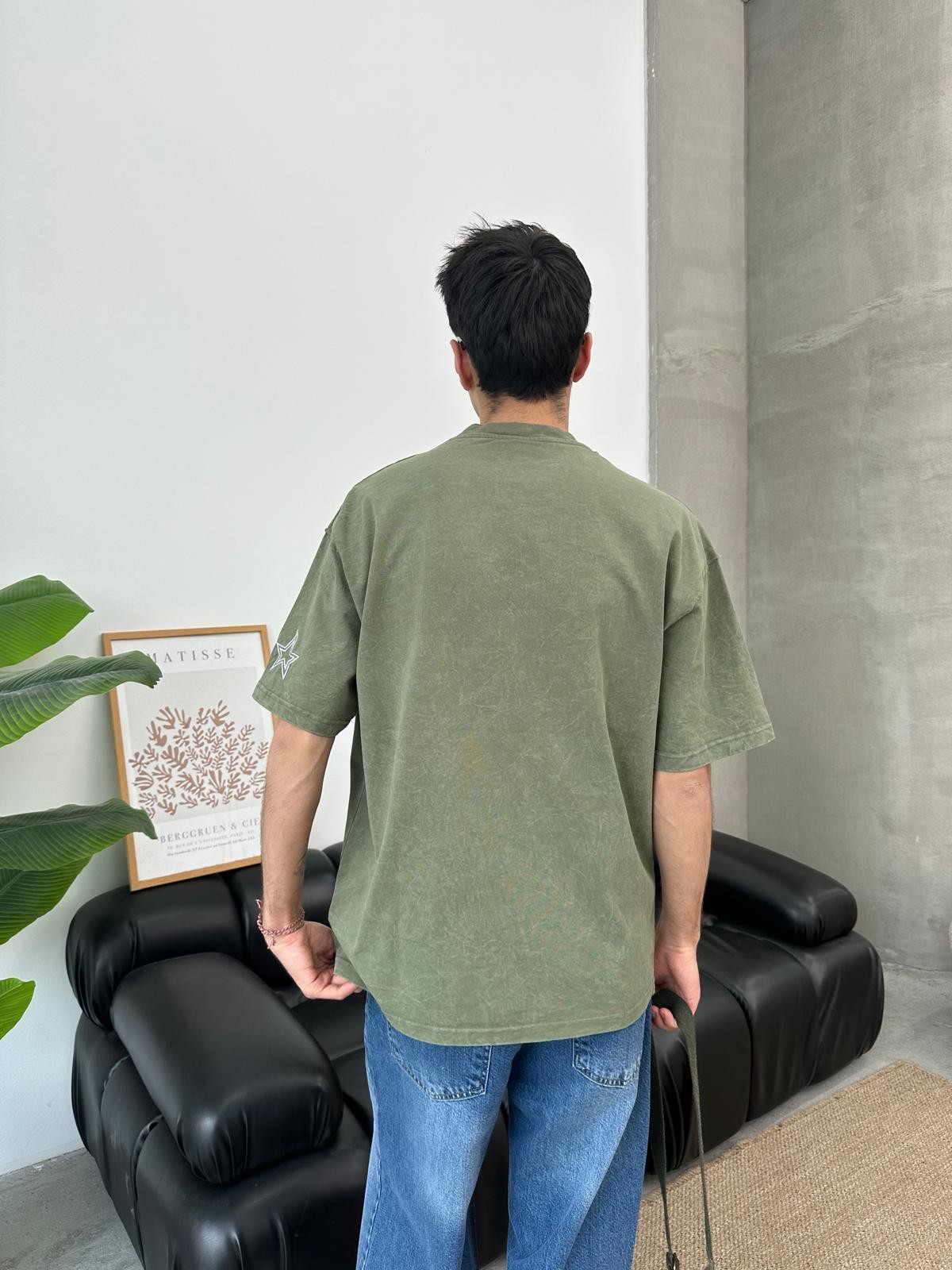 Star Detail Haki Oversize T-Shirt 