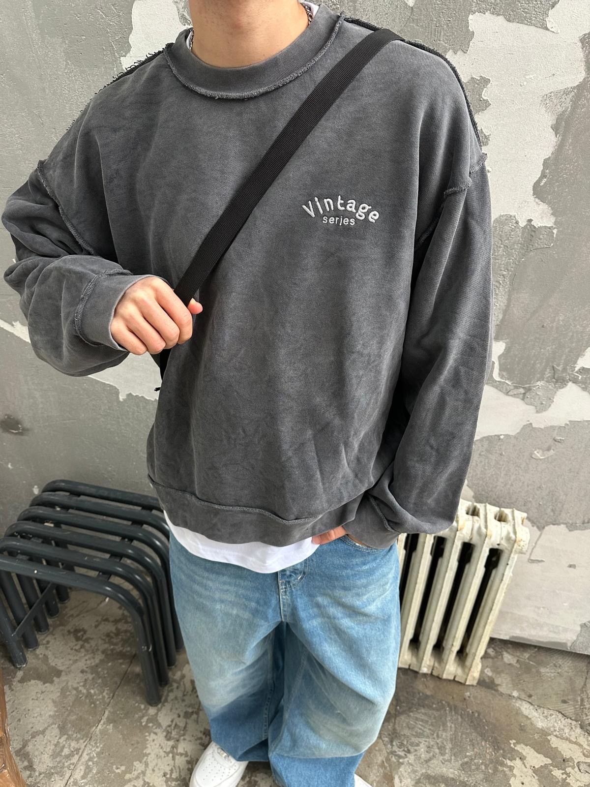 Vintage Style Yıkamalı Sweatshirt