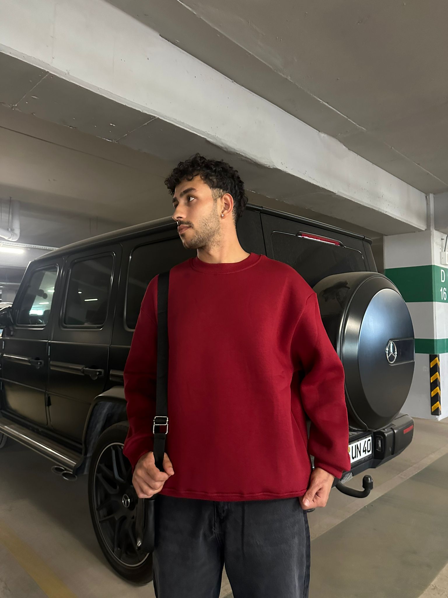 Basıc Oversize Sweatshirt - bordo