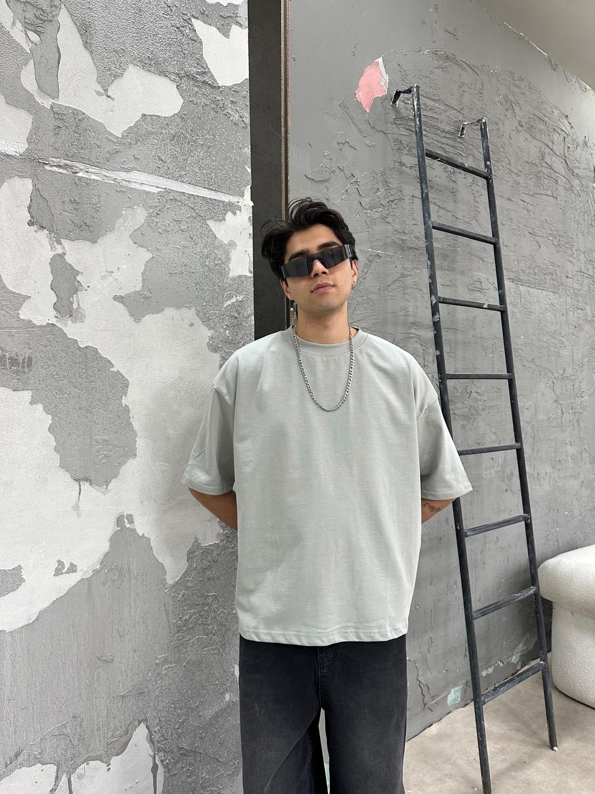 Znc Basic Boyama Gri T-shirt