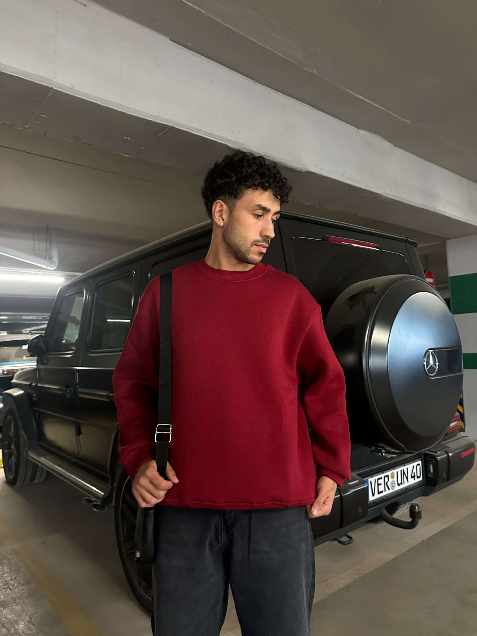 Basıc Oversize Sweatshirt - bordo