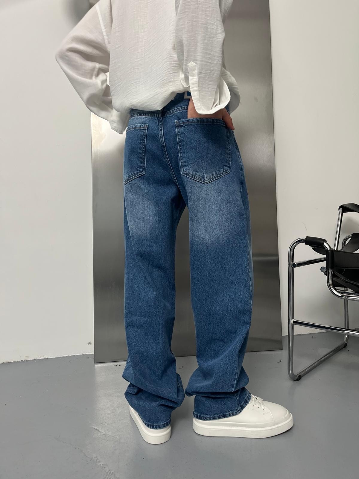 Dark Blue Vintage Baggy Pantolon Alx