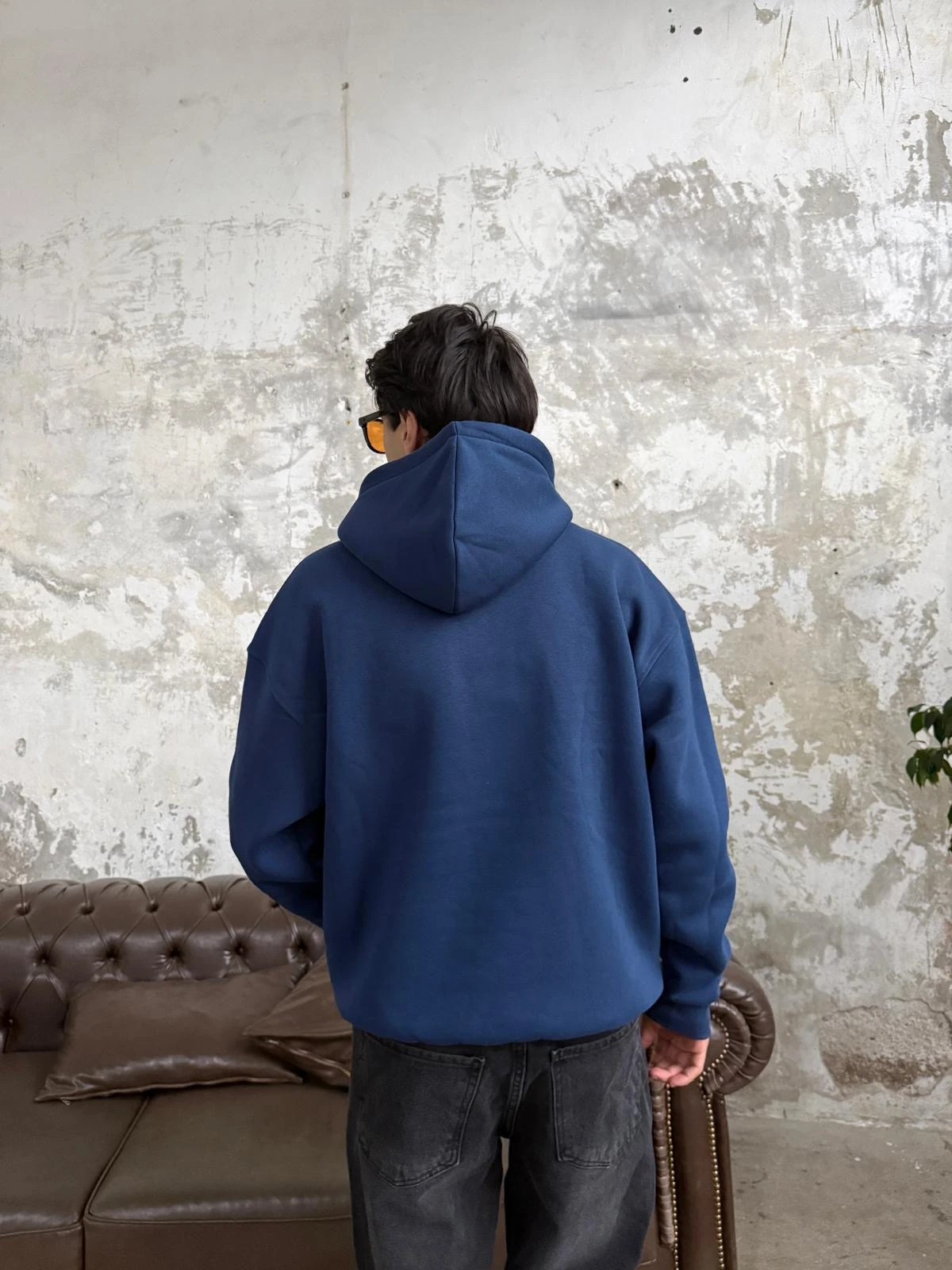 Alaska Nakışlı Lacivert Oversize Hoodie