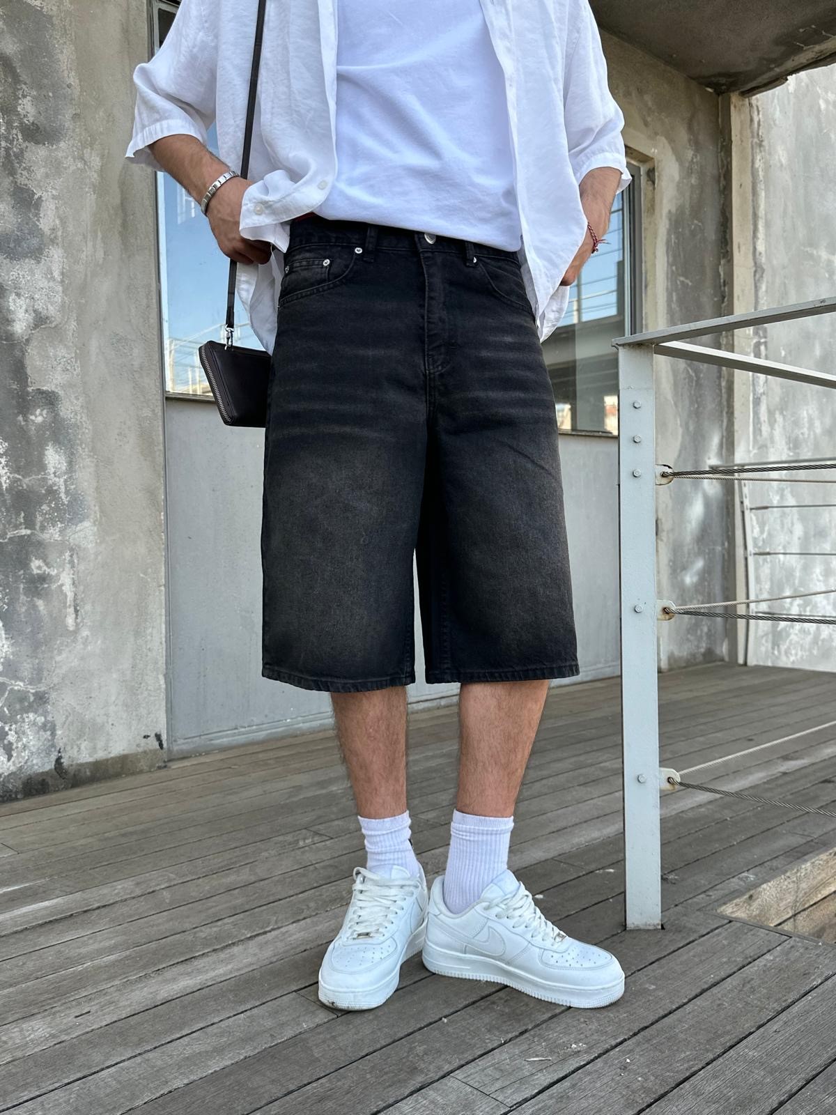 Vintage Black Tint Kot Şort Alx