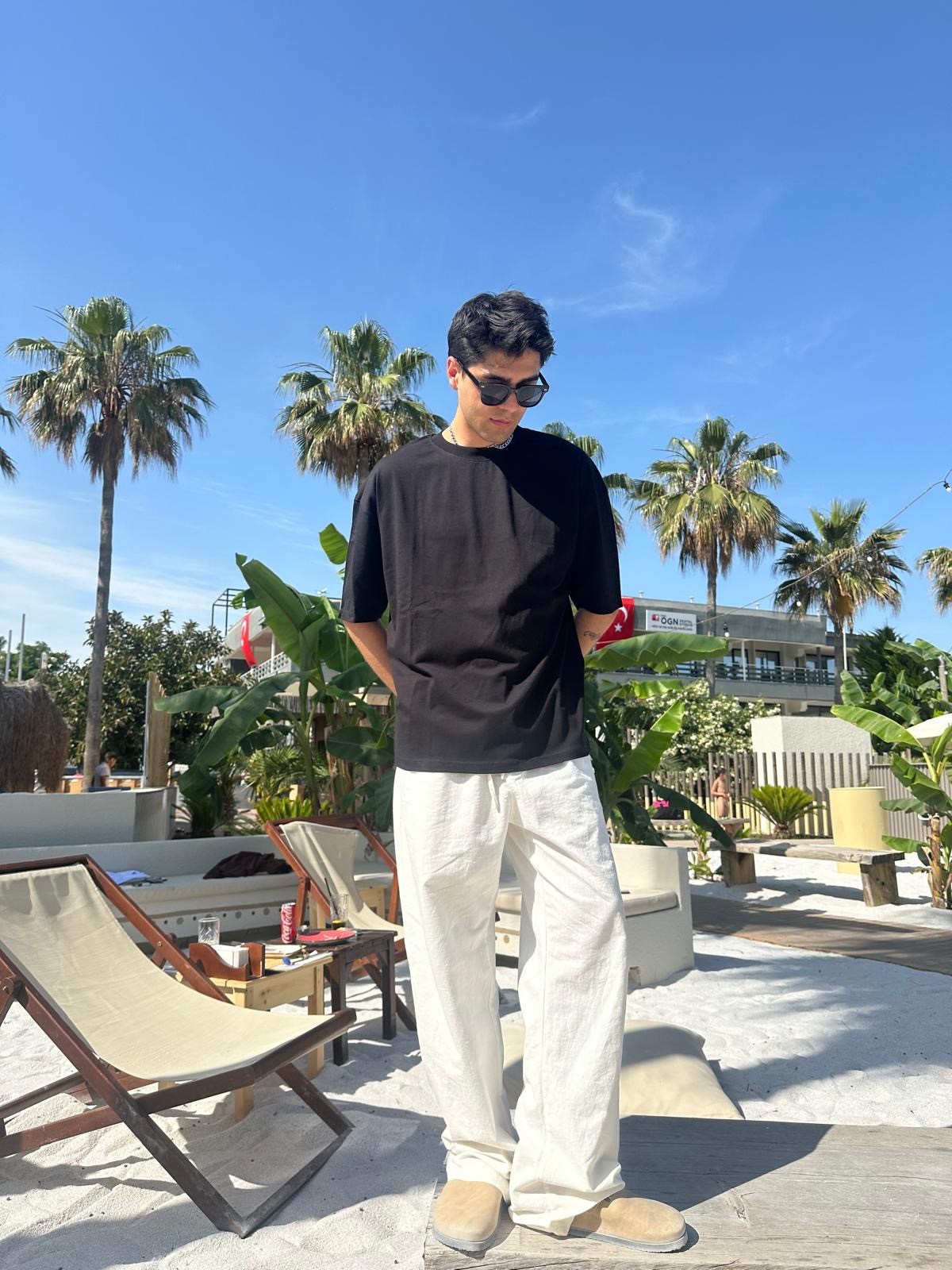 Siyah Sand Vibes Basic T-Shirt