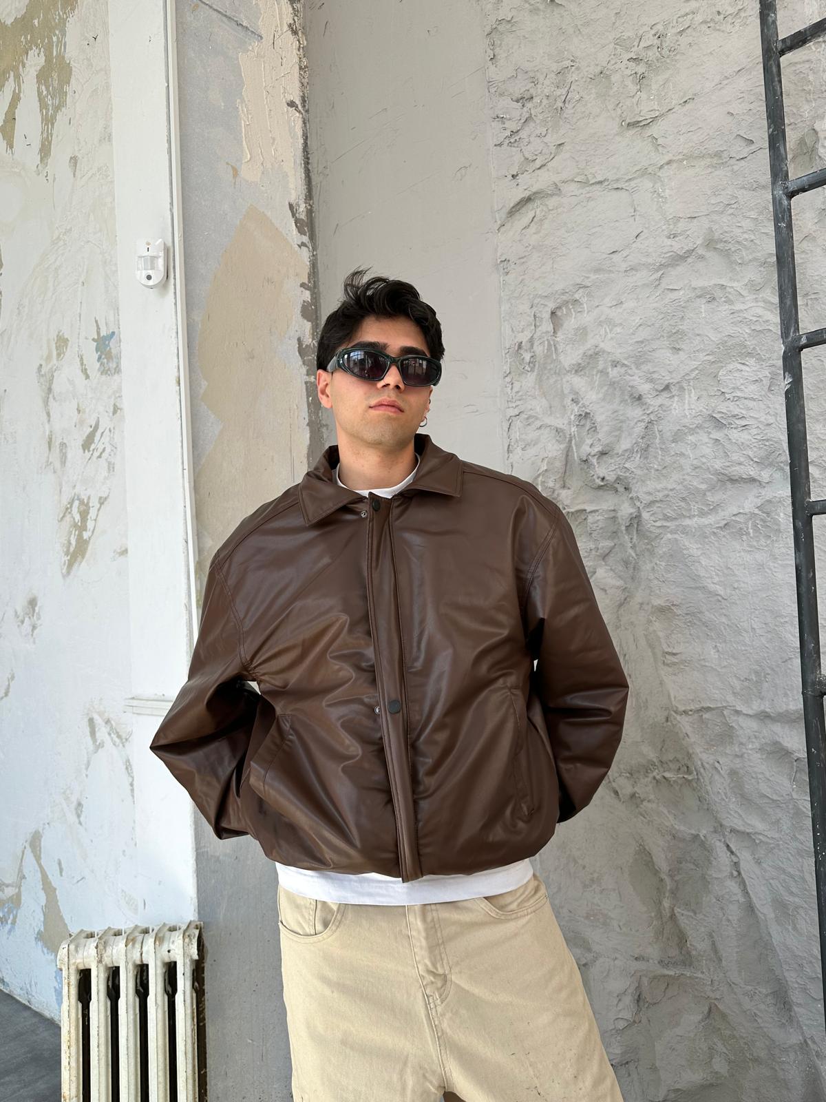 Kahve Bomber Deri Ceket