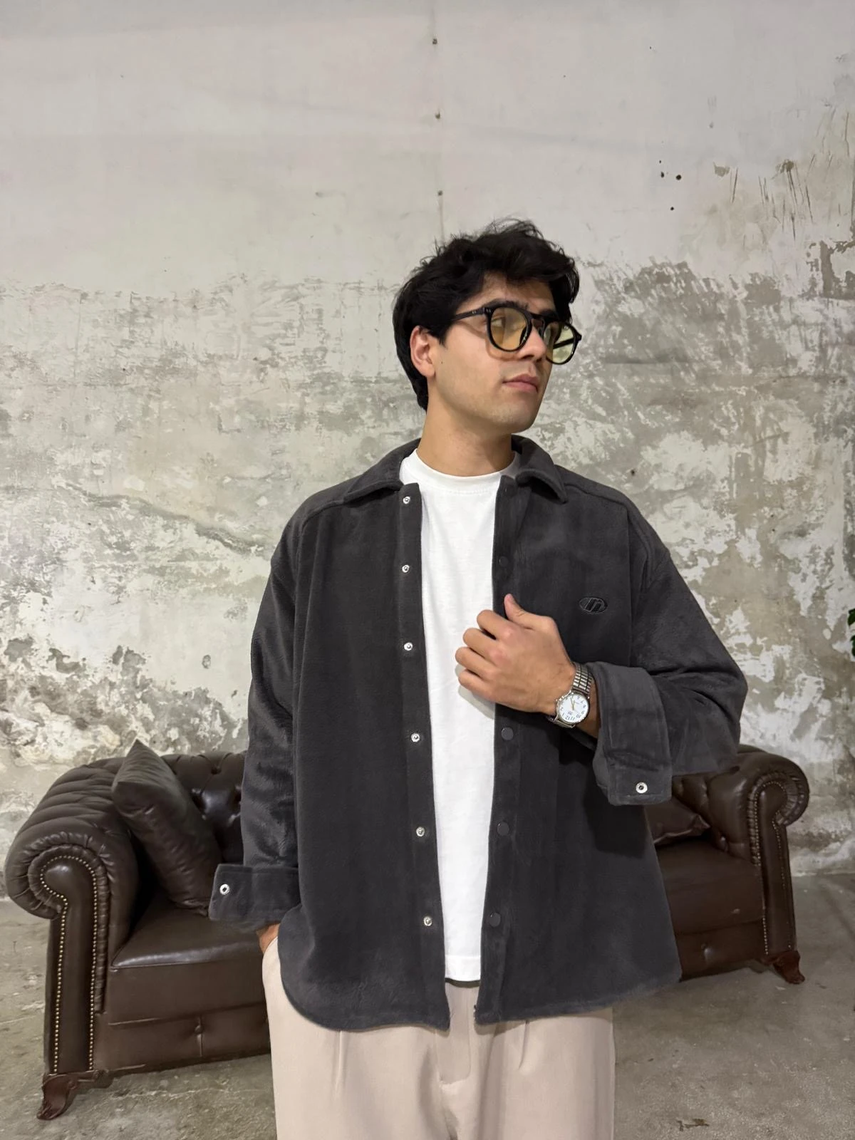 G Logo Polar Antrasit Gömlek