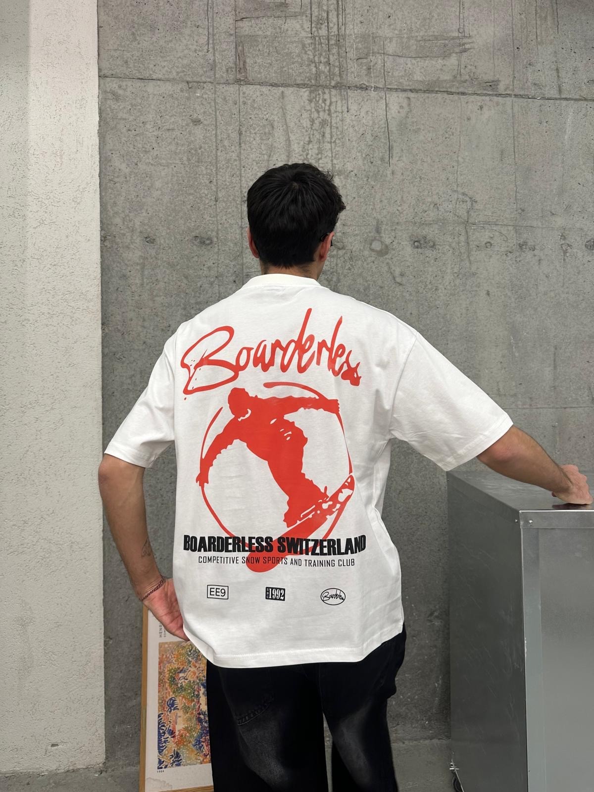 Boarderles Back Print White T-Shirt 