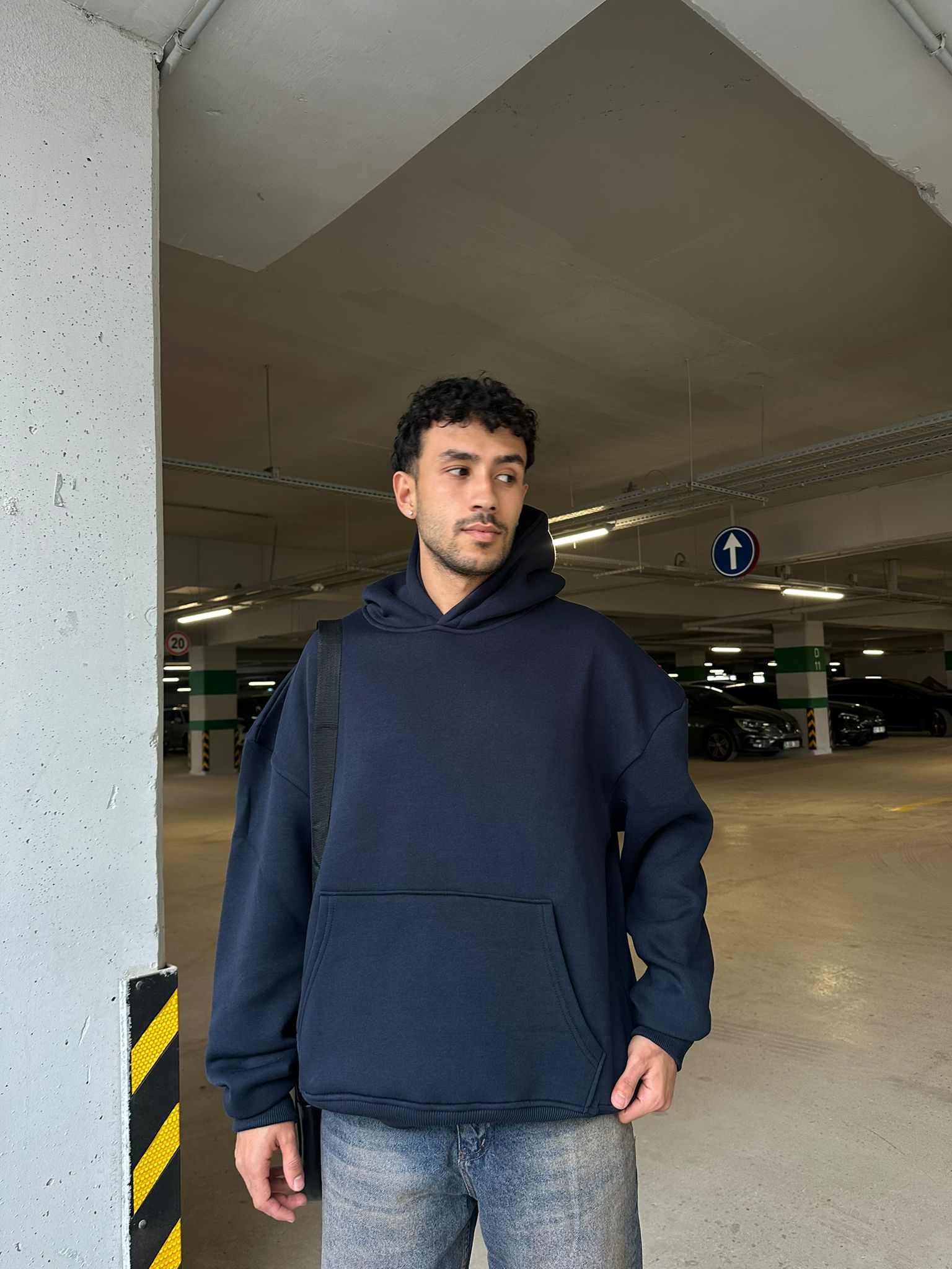 Basıc Oversize Hoodie - lacivert