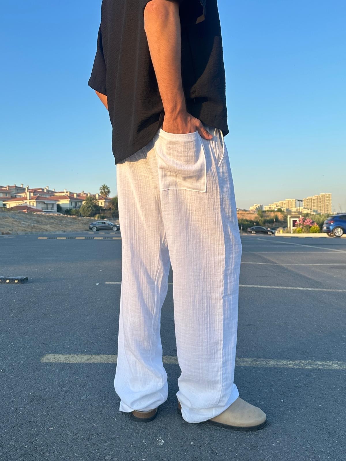 Summer Vibe Beyaz Dökümlü Fresh Pantolon