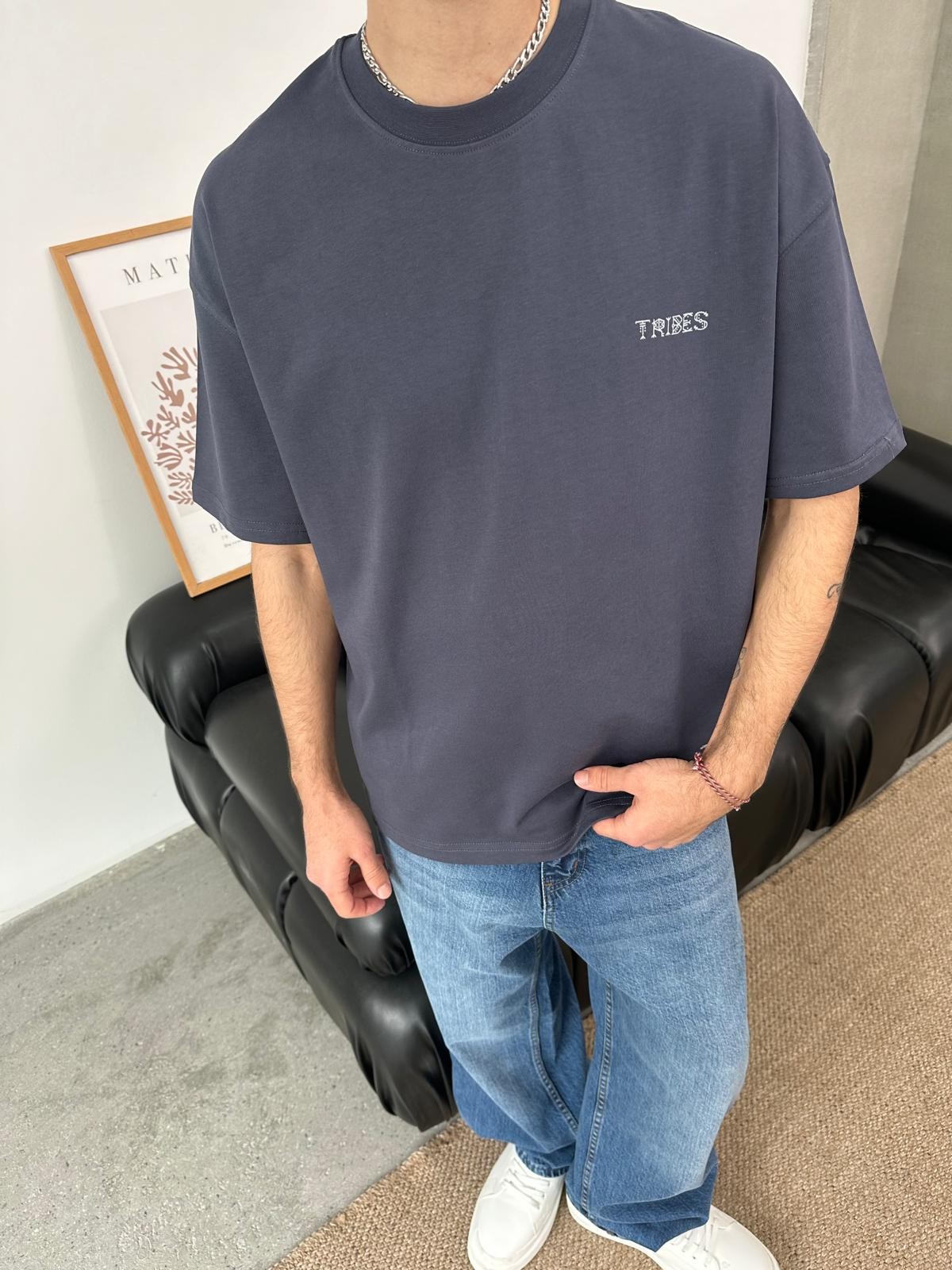Tribes Etnik Baskılı Füme T-Shirt 