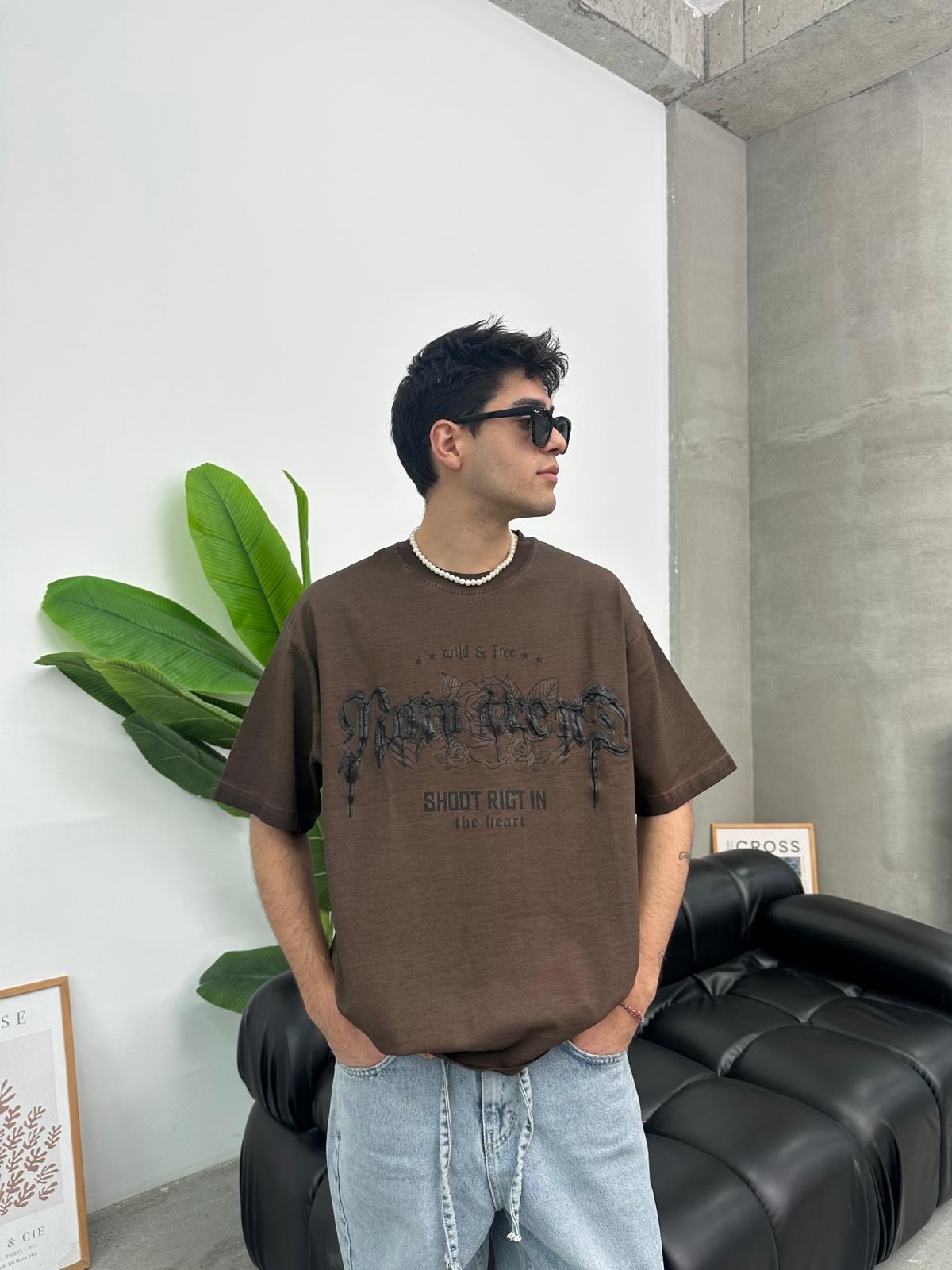 Shoot Now Kahve Oversize T-Shirt 