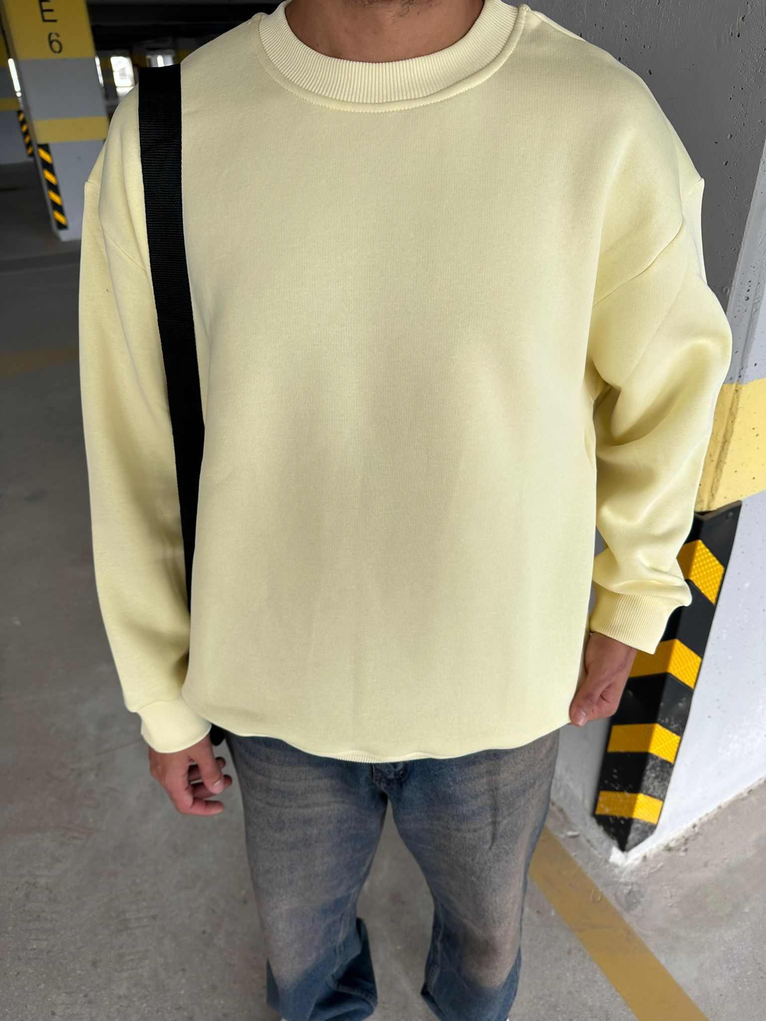 Basıc Oversize Sweatshirt - soft sarı
