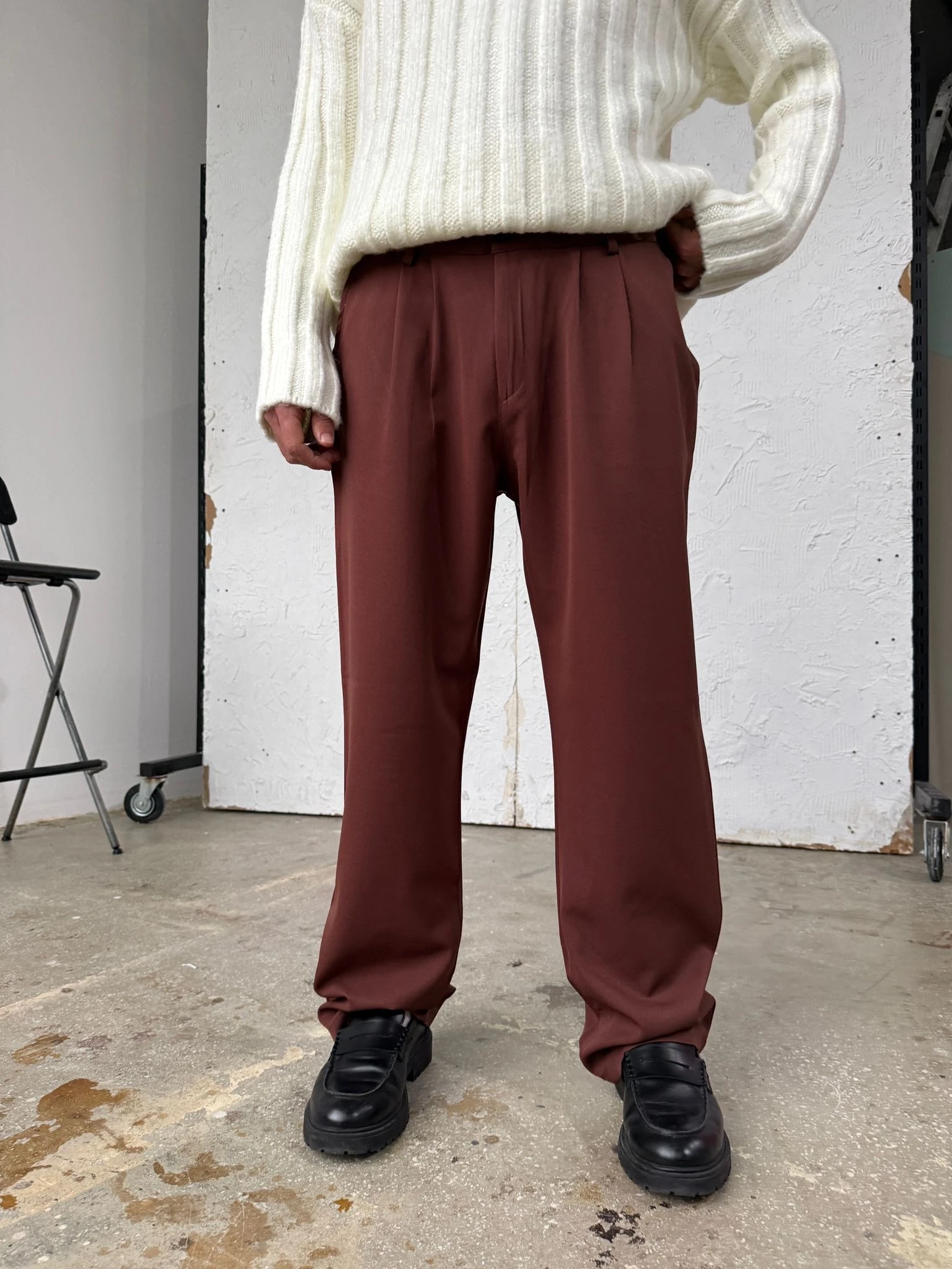 Burn Brown Baggy Kumaş Pantolon 