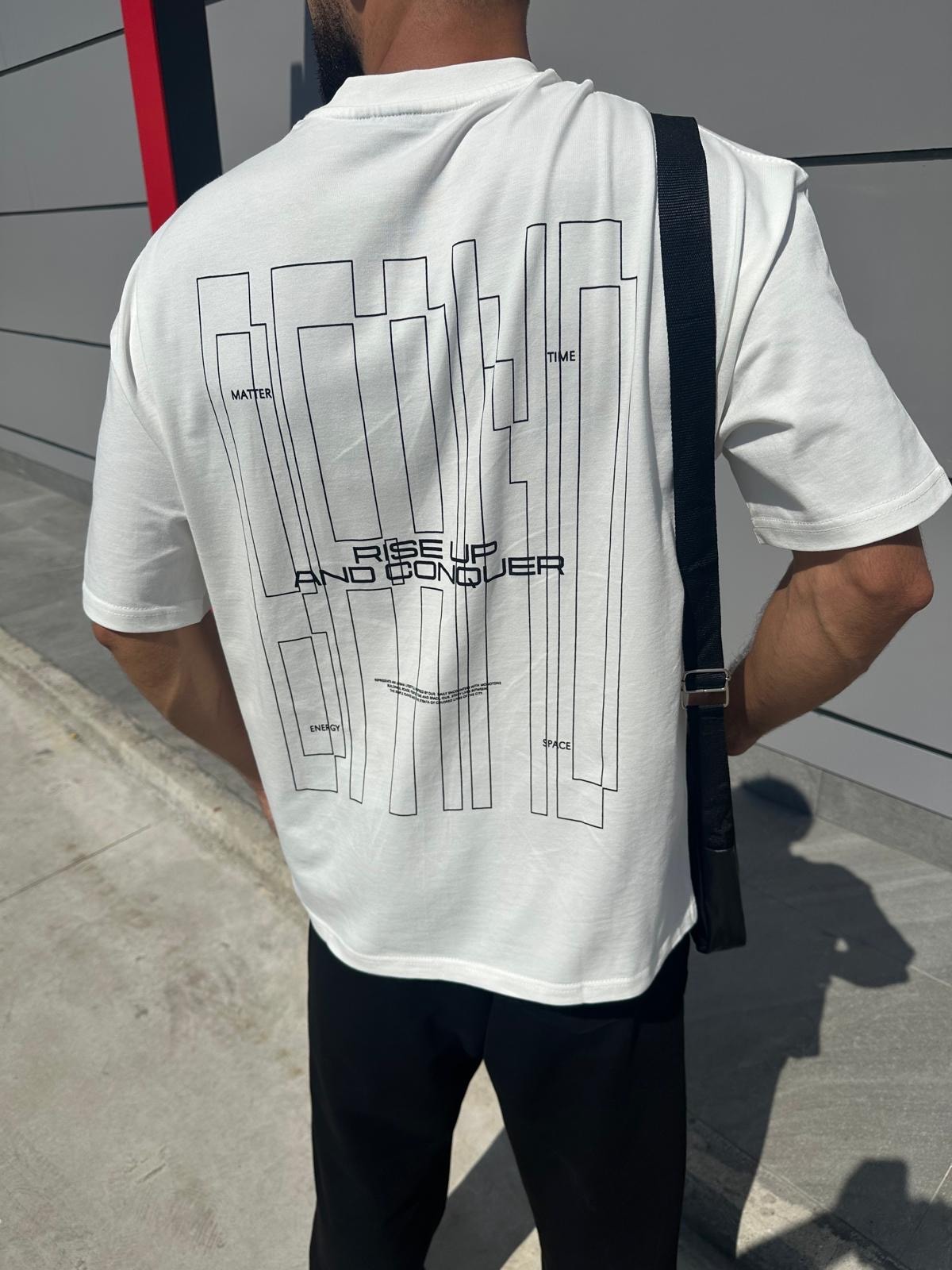 Rıse Up Sırt Baskılı Beyaz Oversize T-Shirt