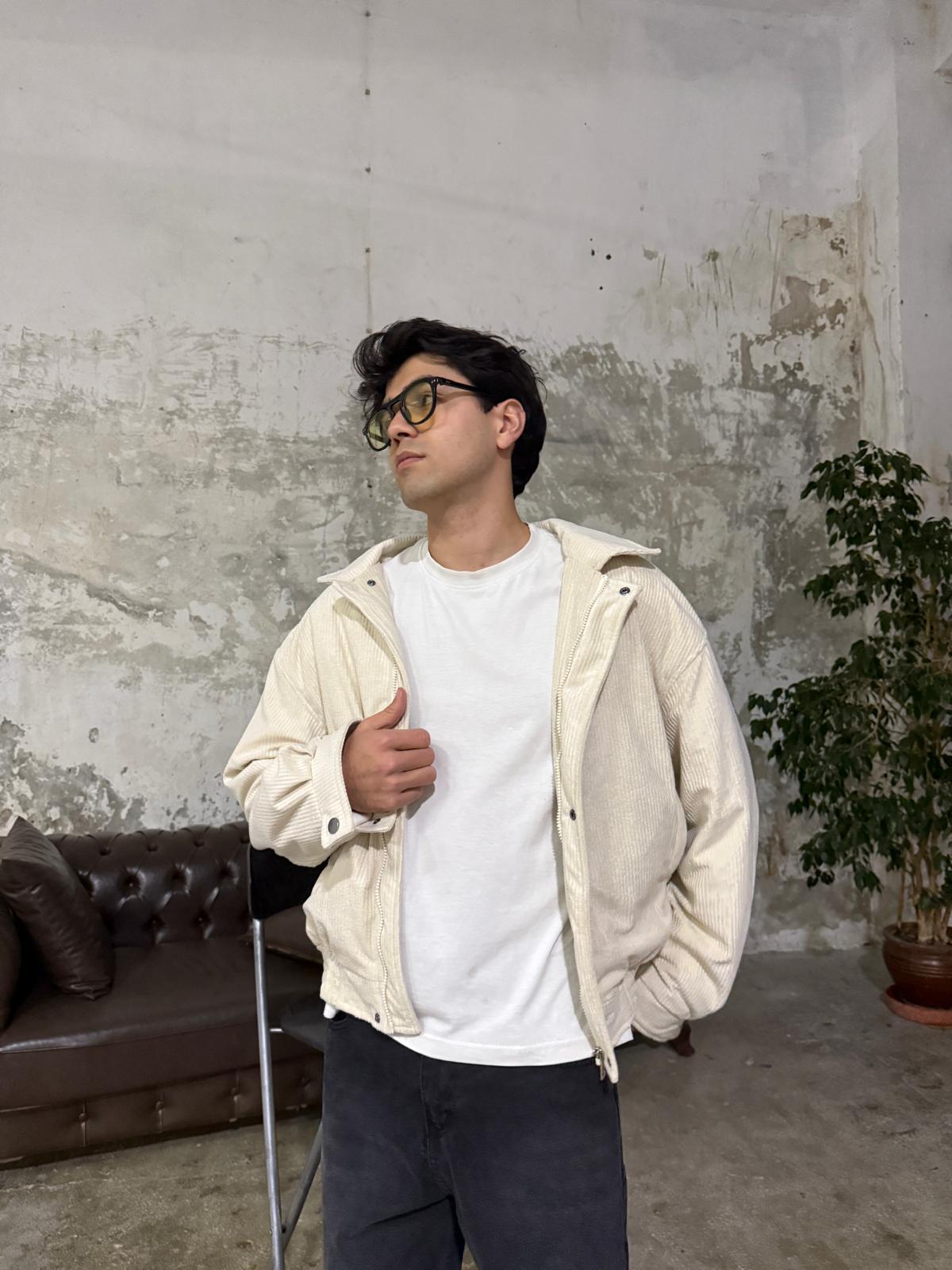 Kadife Bomber Bej Ceket