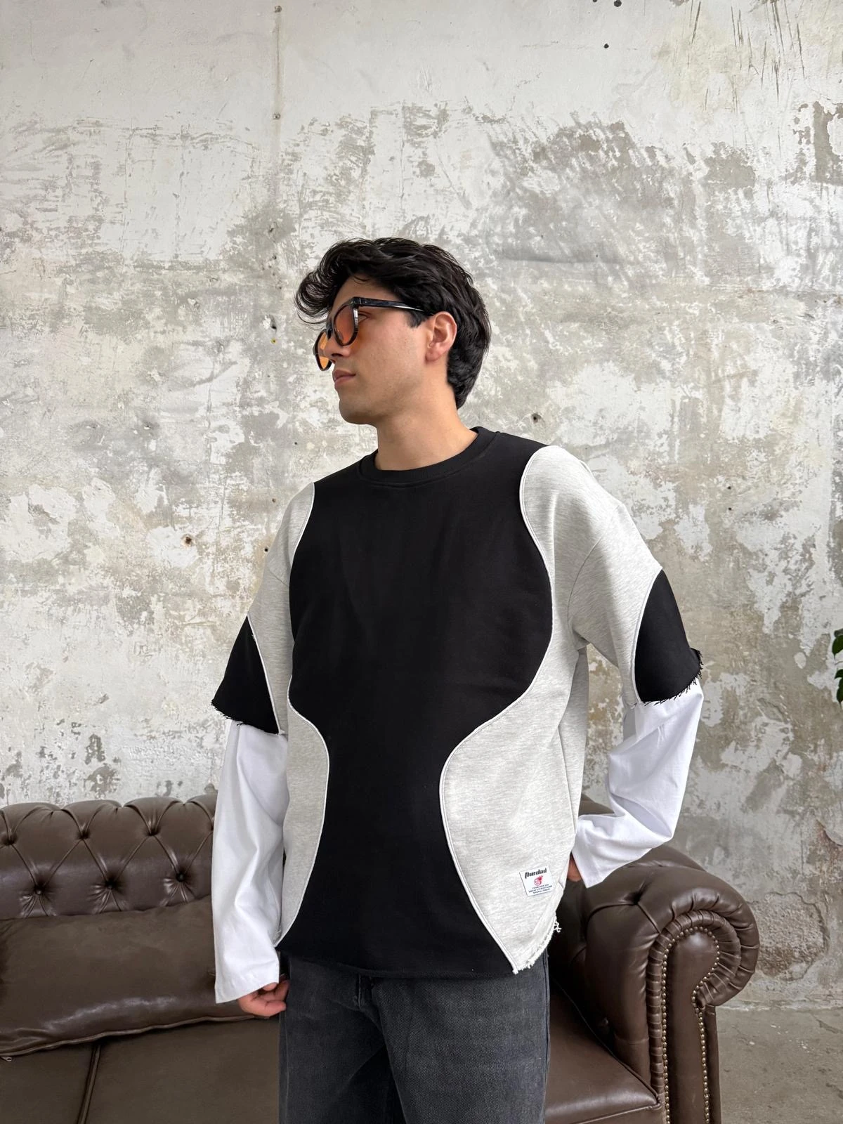 Biye Detay Siyah Premium Sweatshirt