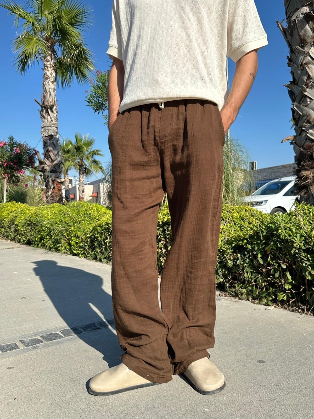 Summer Vibe Kahve Dökümlü Fresh Pantolon