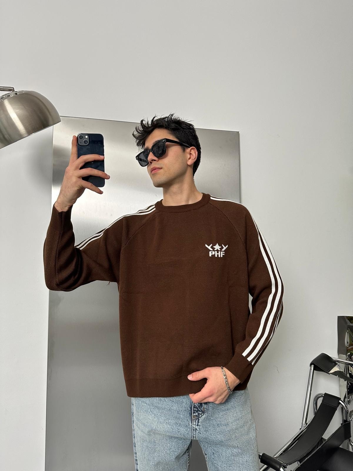 Phf Çizgili Kahve Sweatshirt 