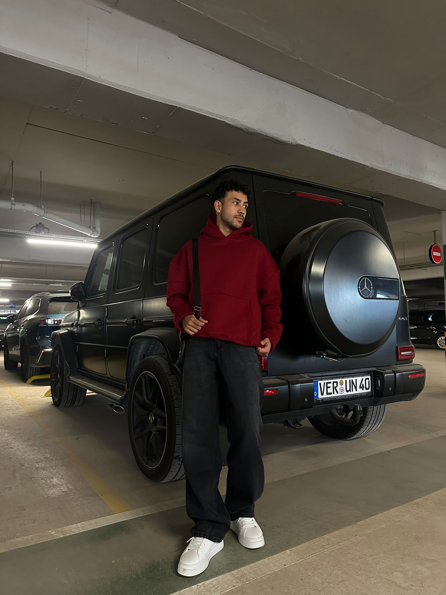 Basıc Oversize Hoodie - bordo