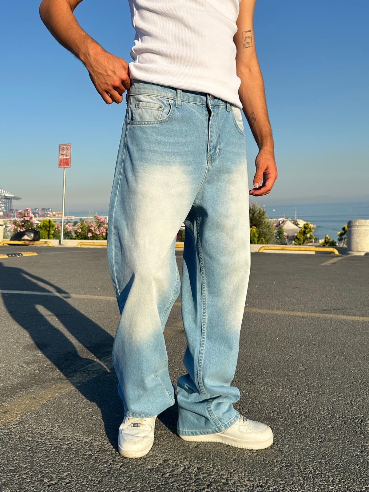 Sand Blue Baggy Pantolon