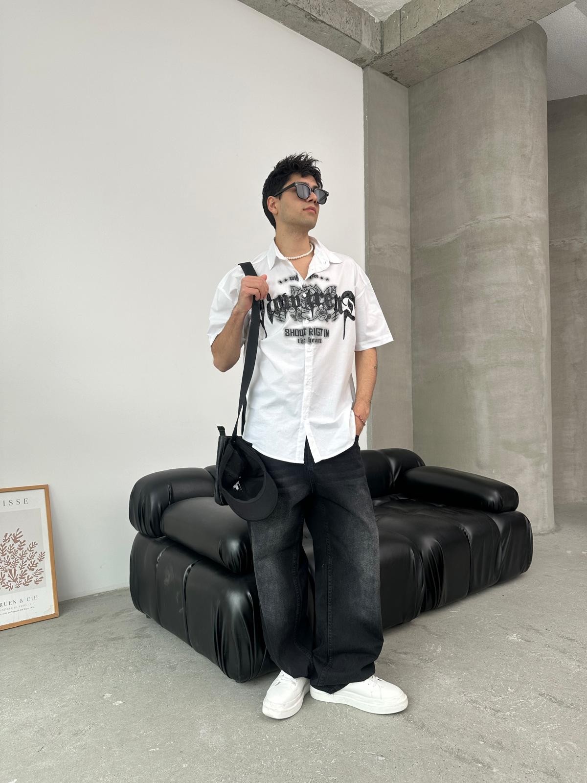 Now Trend Beyaz Oversize Gömlek 