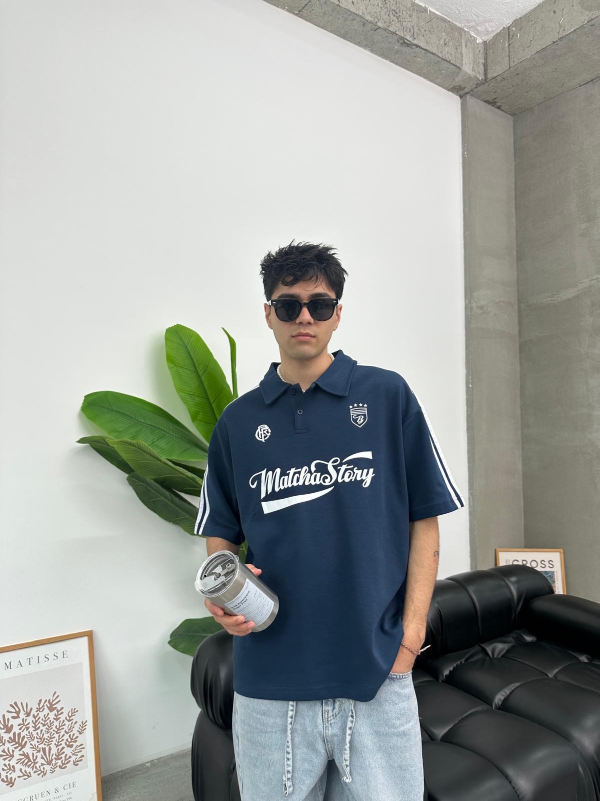 Matcha Story Polo Yaka İndigo T-Shirt 
