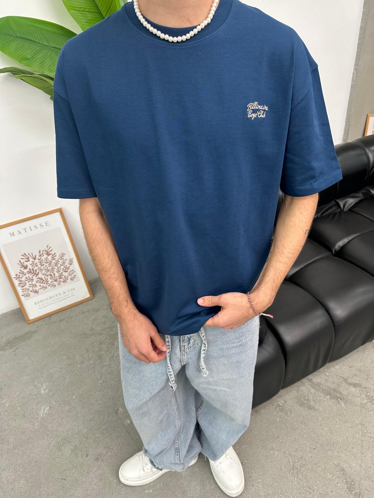 Boys Club Nakışlı İndigo T-Shirt