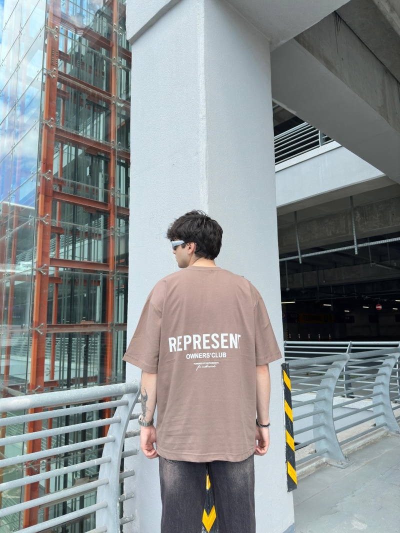 Representby Owner Back Print Brown Oversize Tshirt