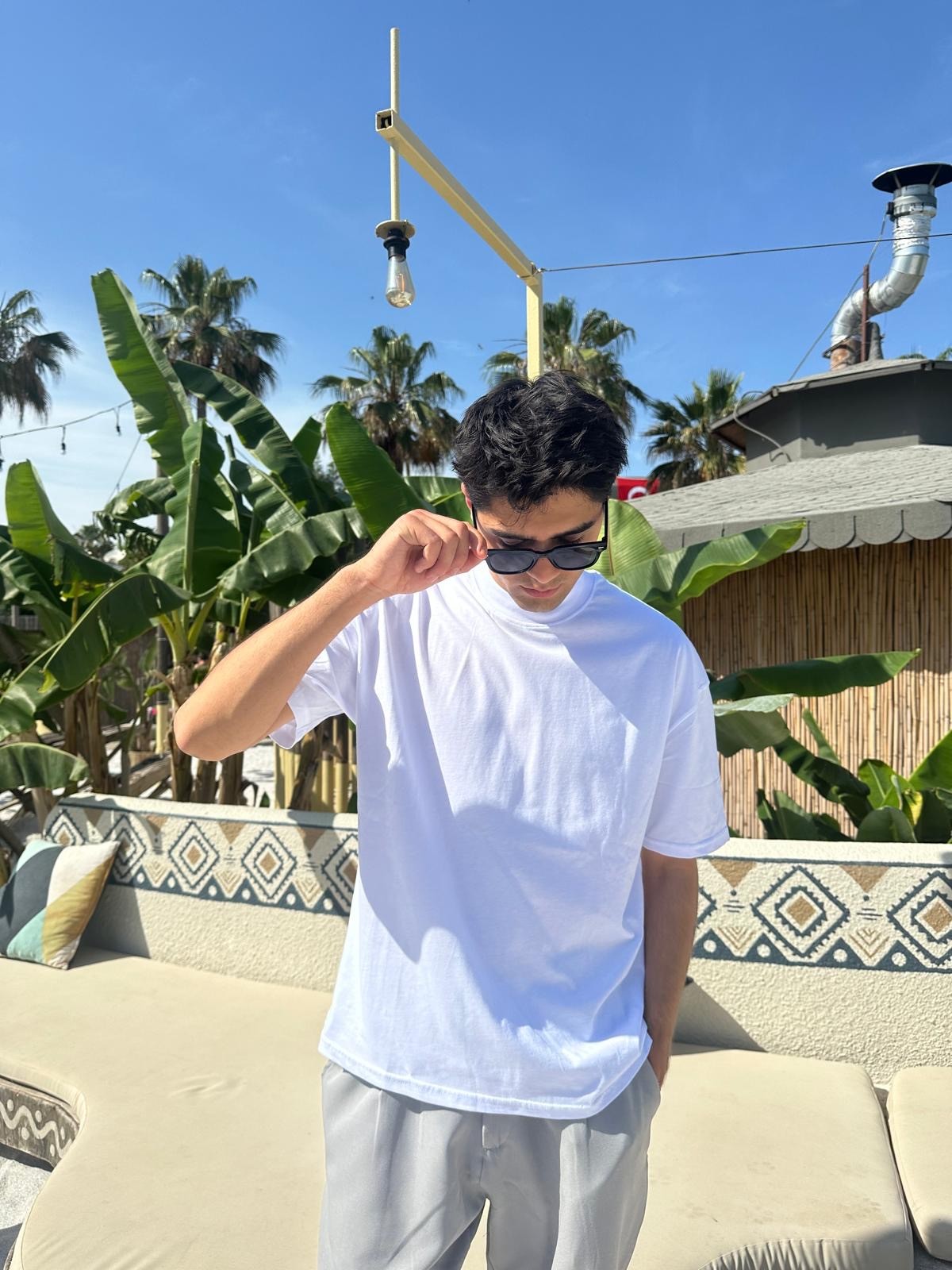 Beyaz Sand Vibes Basic T-Shirt