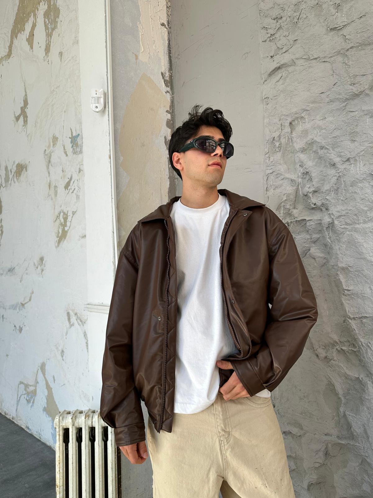 Kahve Bomber Deri Ceket