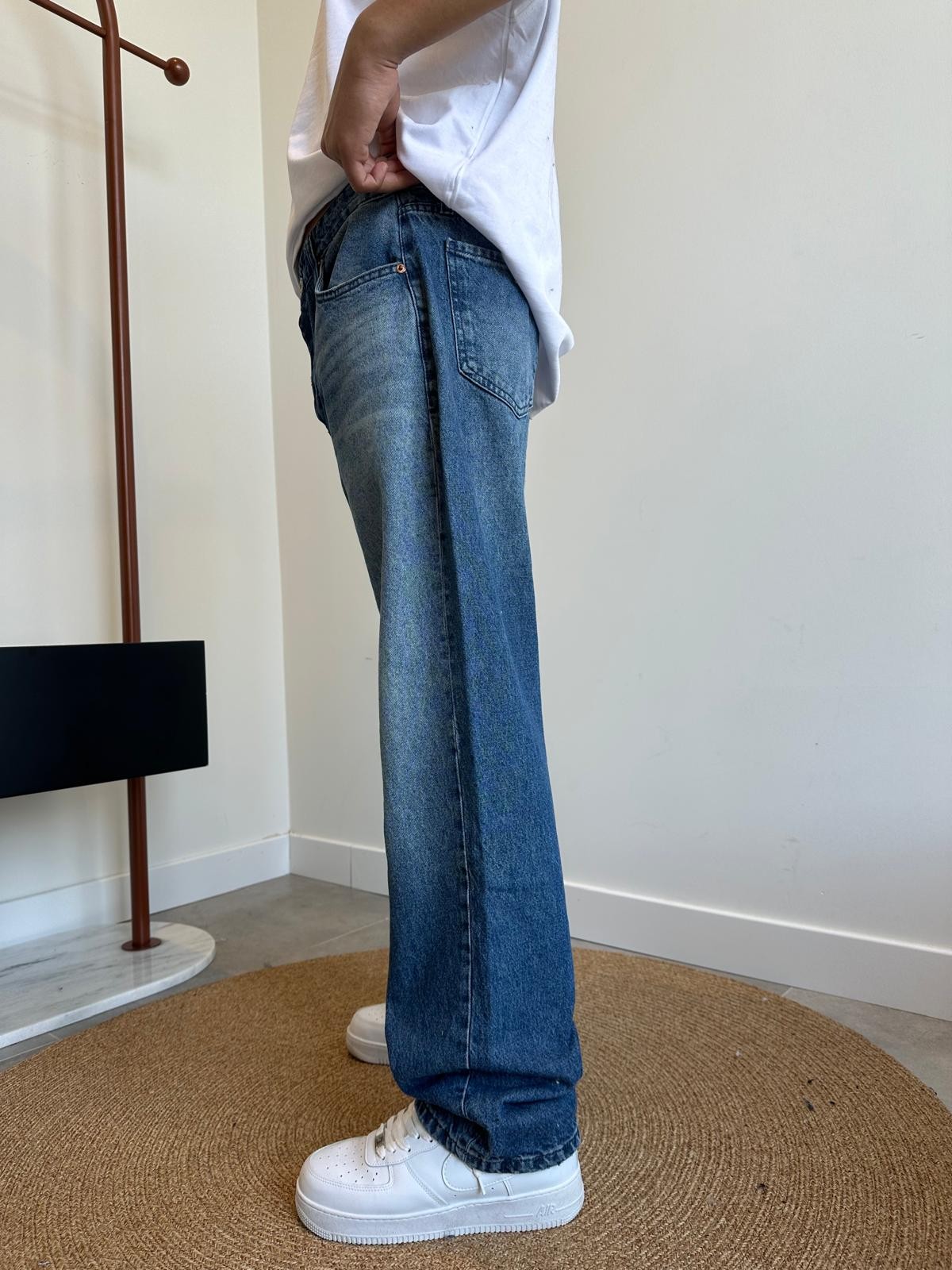 Grj Style Washed Old Blue Baggy Jean