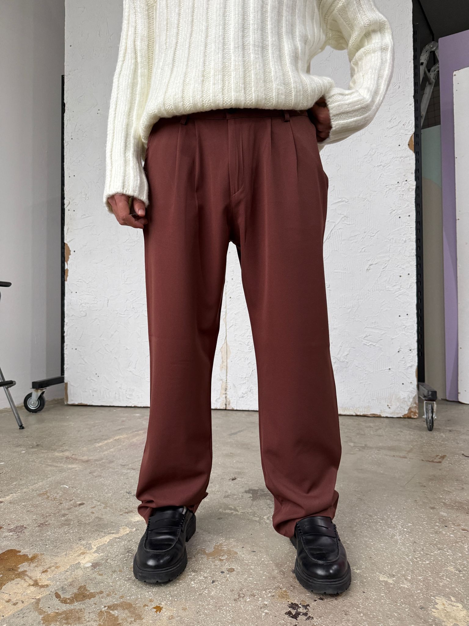 Burn Brown Baggy Kumaş Pantolon 