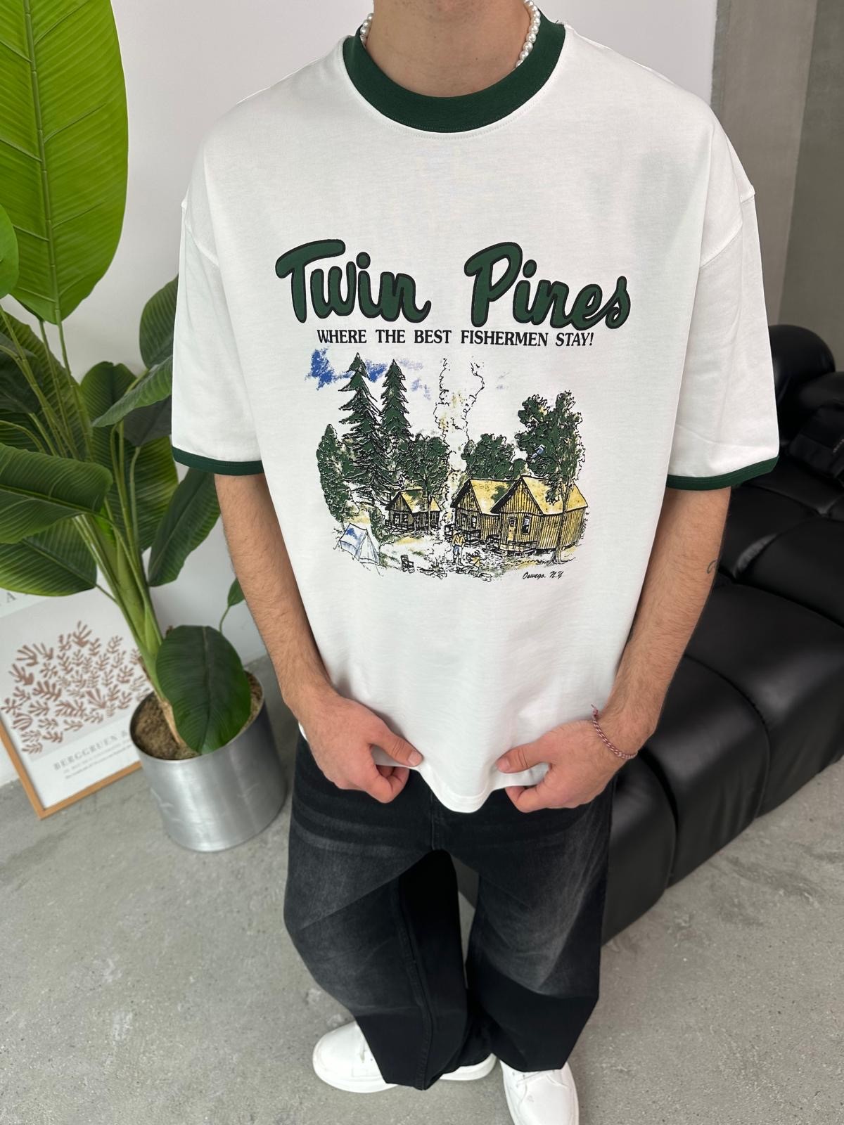 Twin Pines Kol Detay T-Shirt