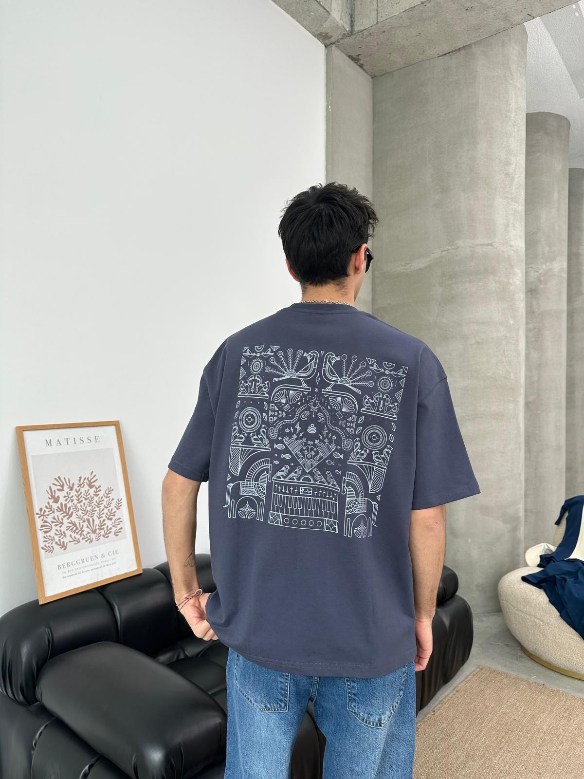 Tribes Etnik Baskılı Füme T-Shirt 