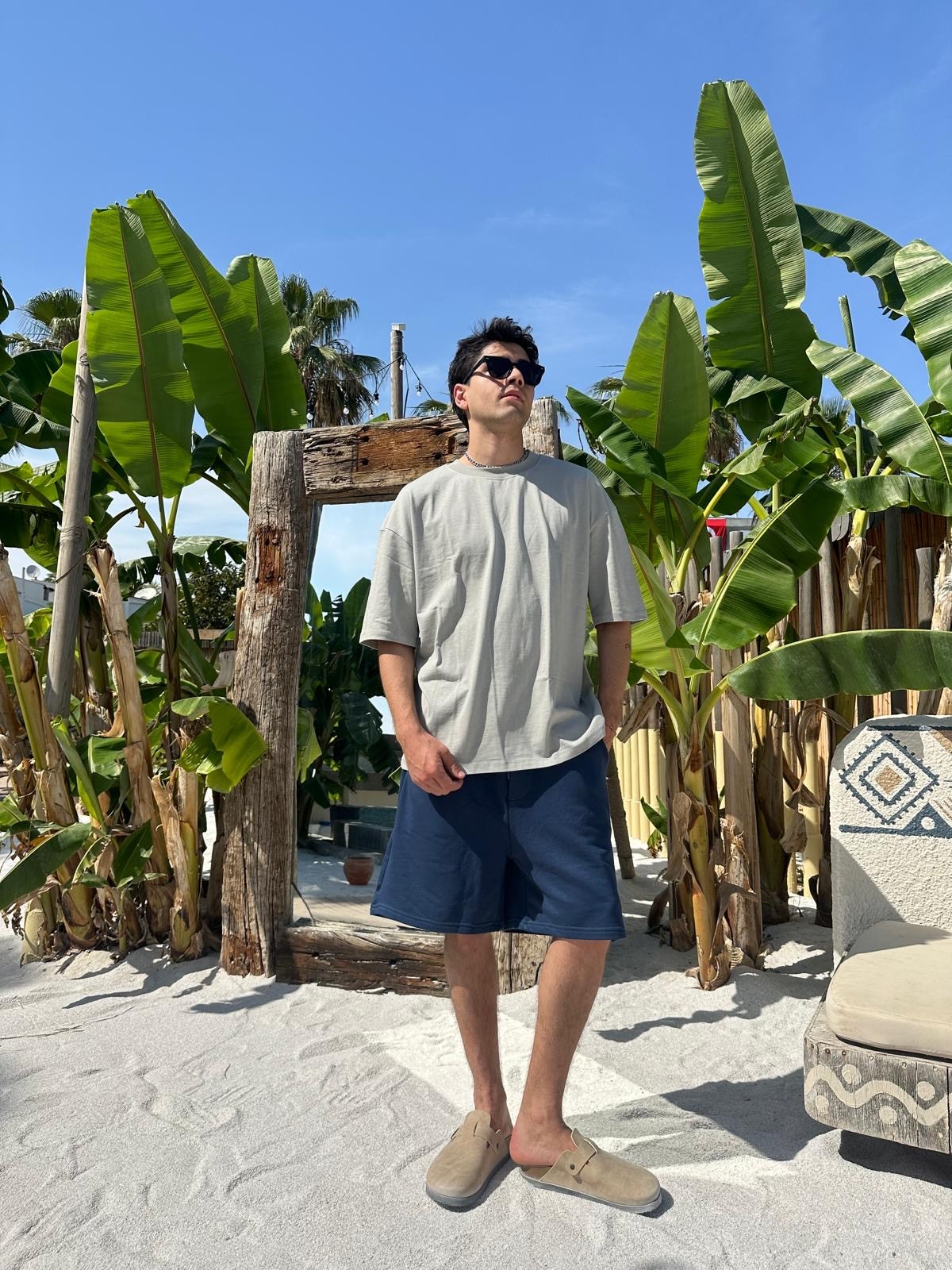 Boyama Gri Sand Vibes Basic T-Shirt