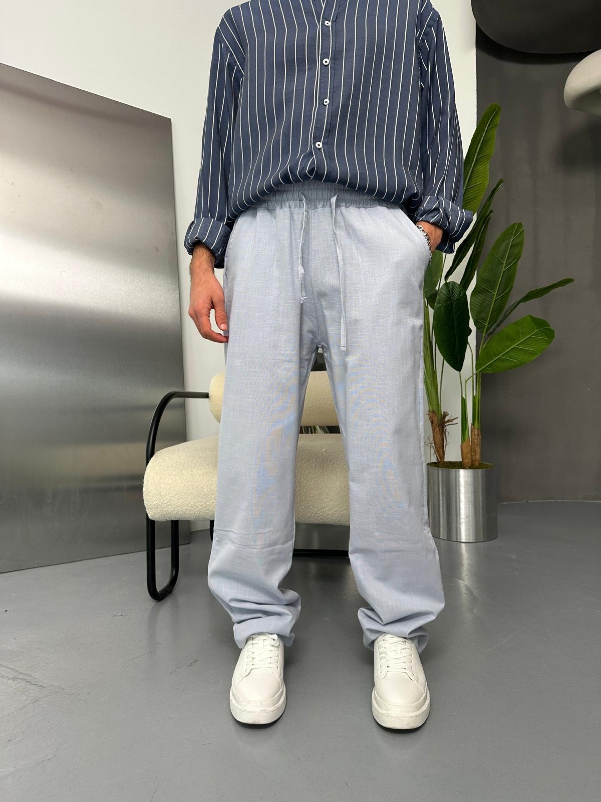 Znc Bebe Mavisi Keten Baggy Pantolon