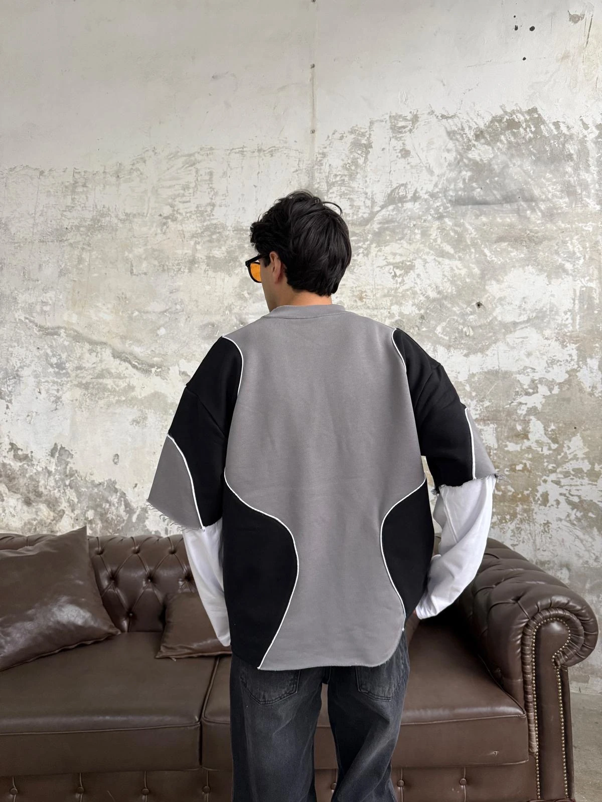 Biye Detay Füme Premium Sweatshirt