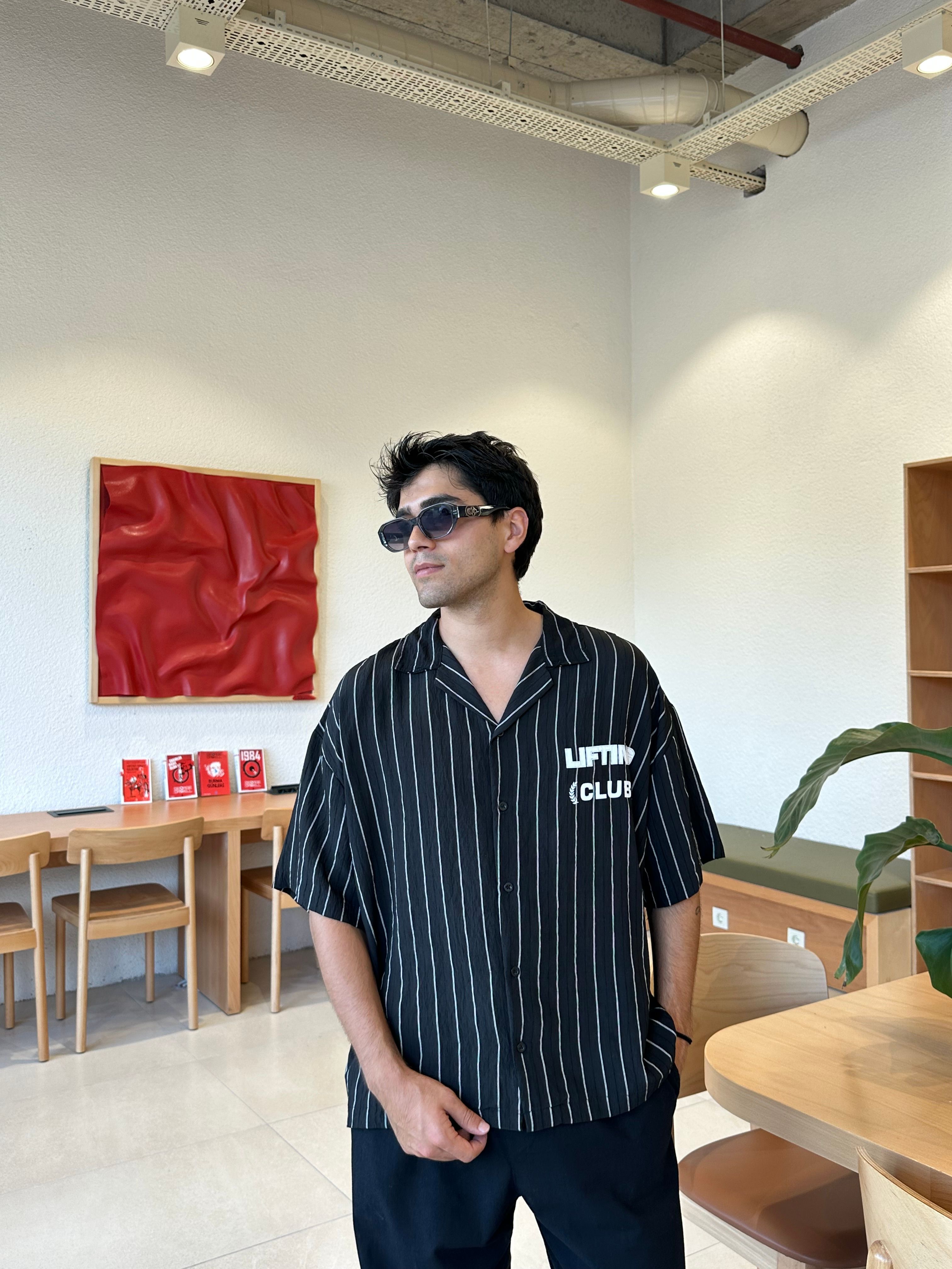 Lıftıng Club Çizgili Oversize Gömlek