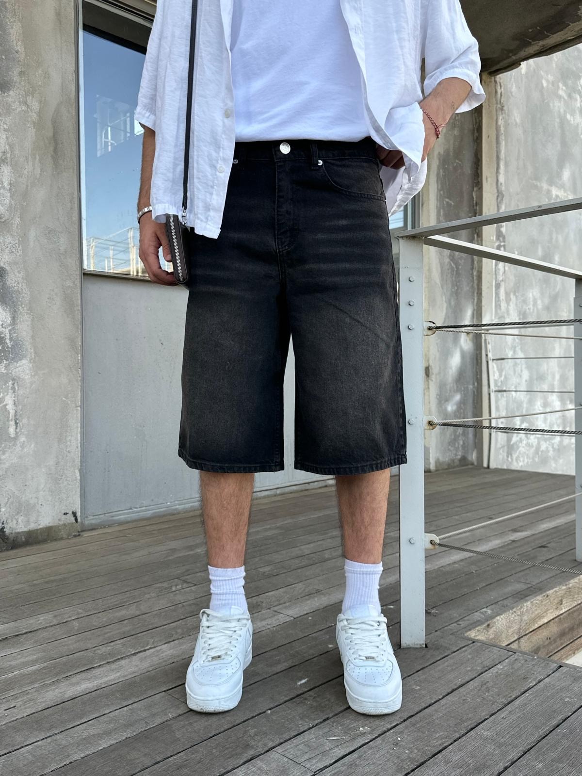 Vintage Black Tint Kot Şort Alx